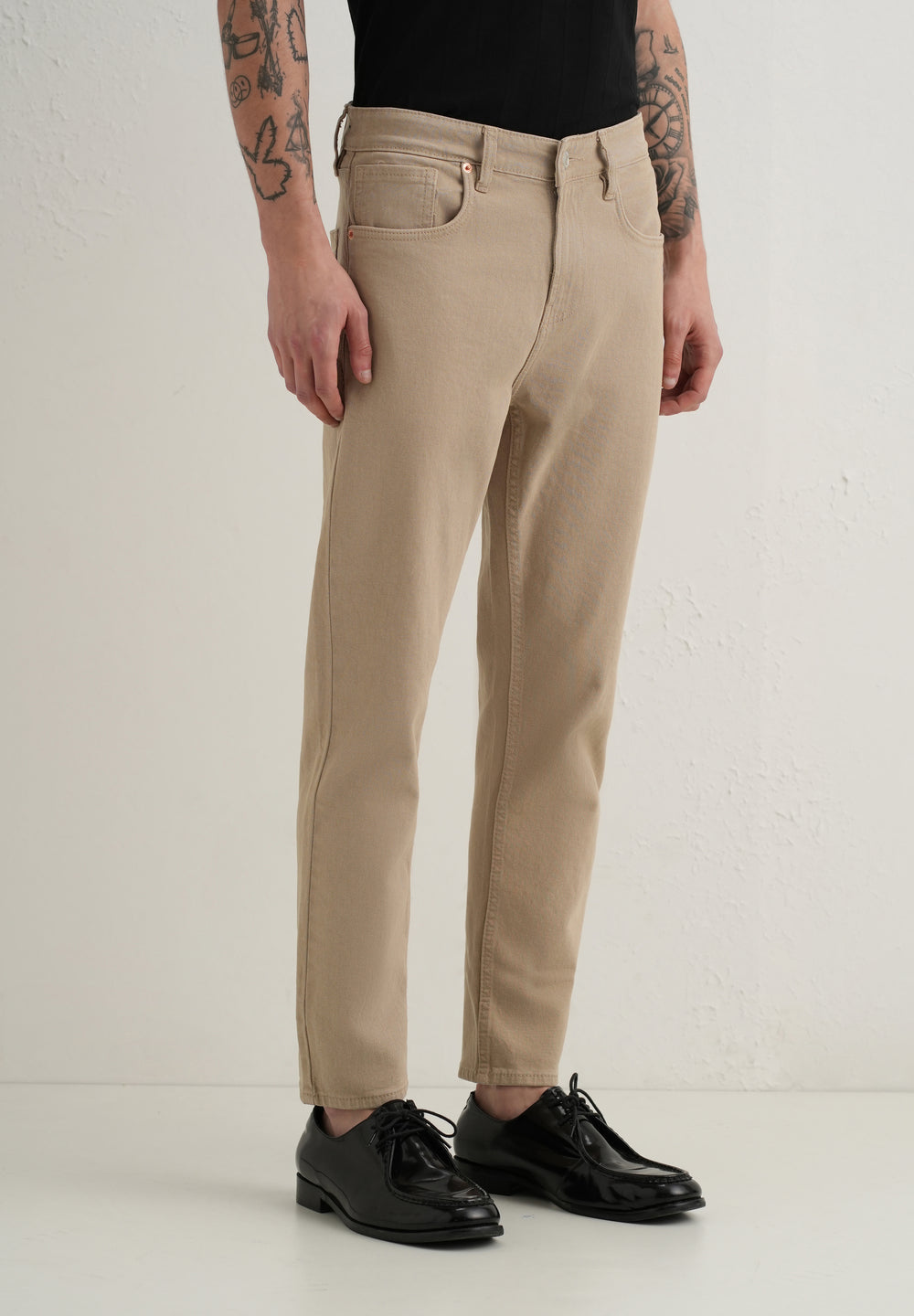Ash Beige Carrot Fit Denim
