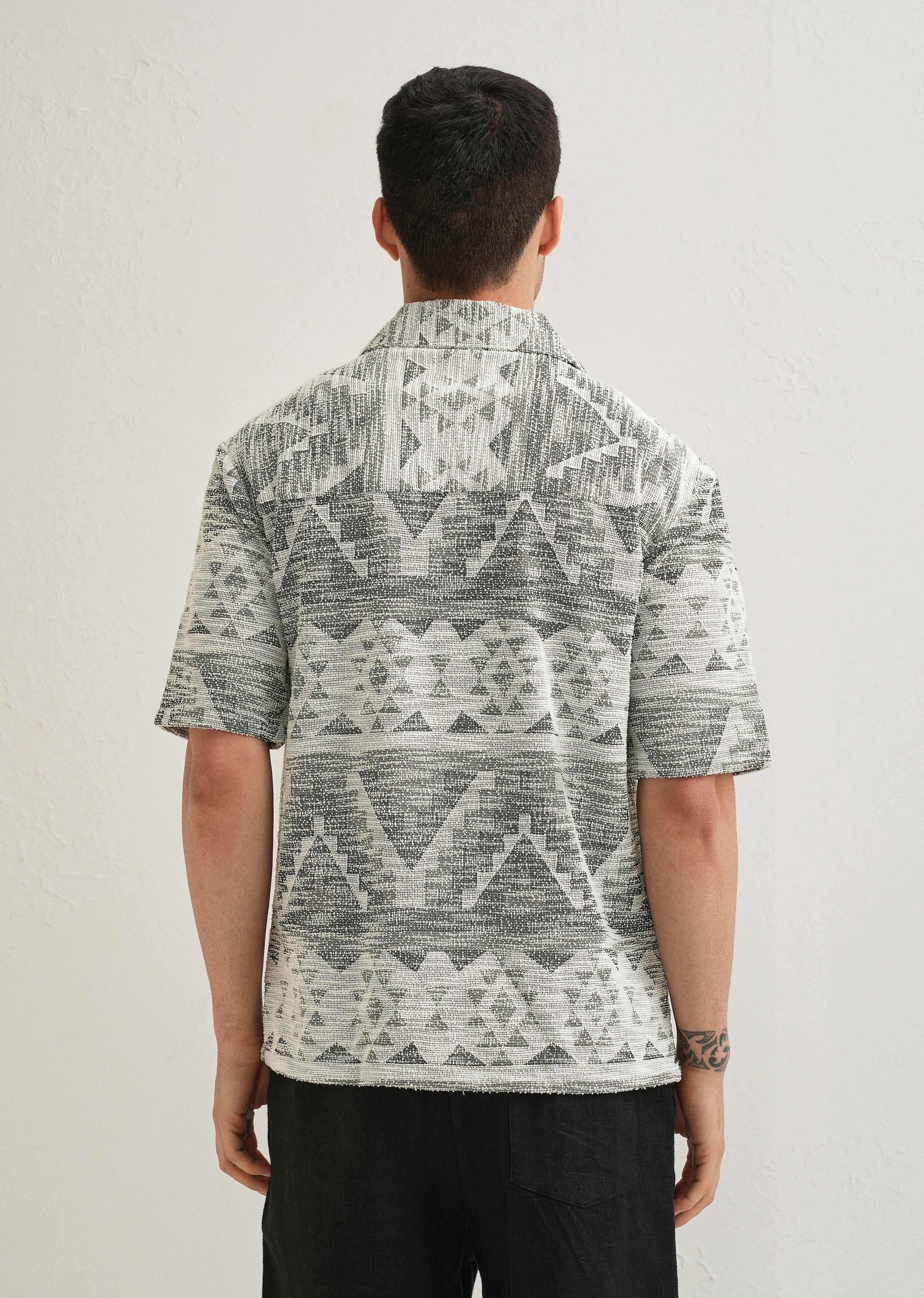 Ash Black Jacquard Knitted Shirt