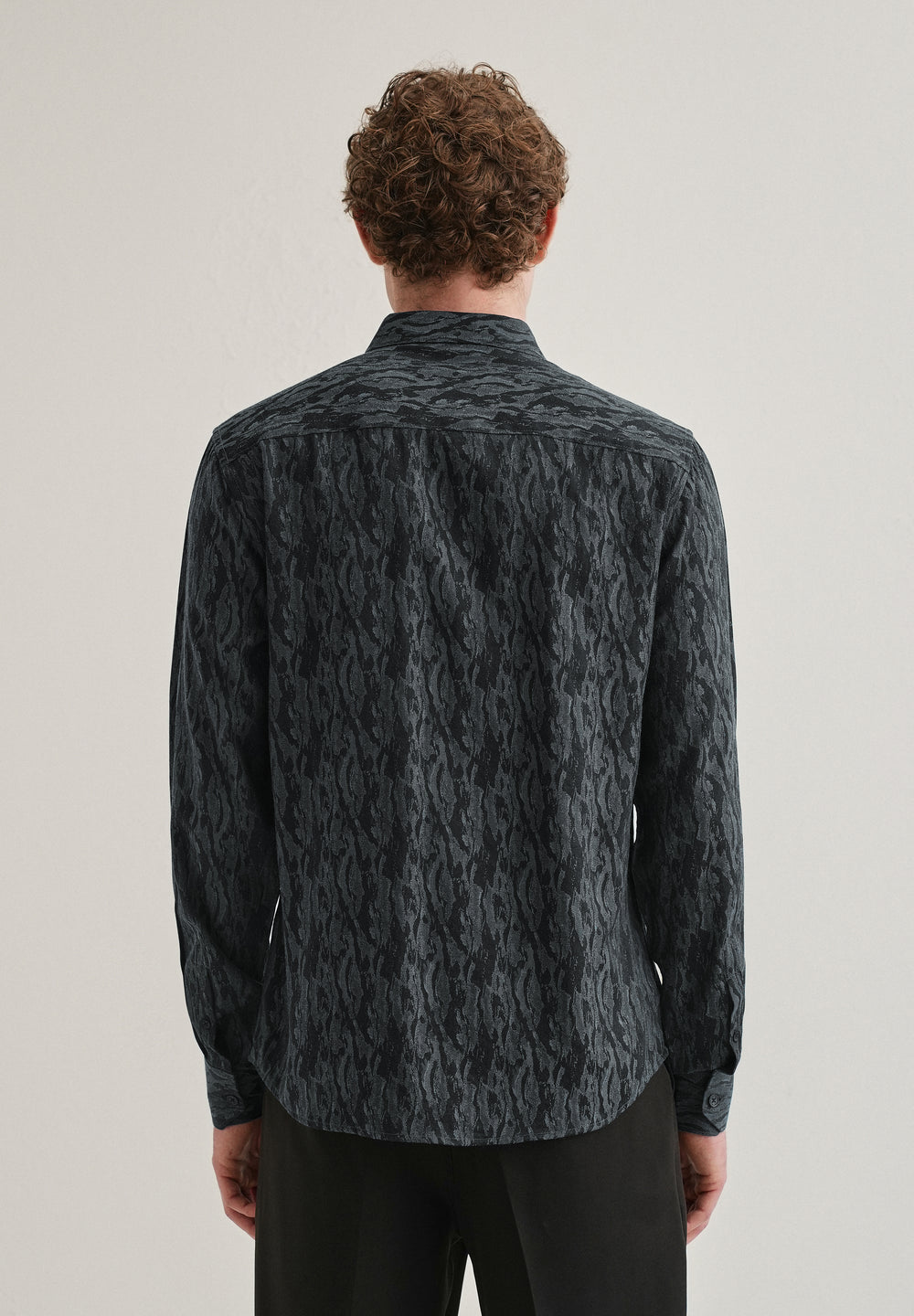 Ash Blue Abstract Jacquard Shirt