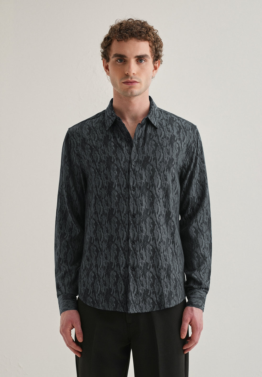 Ash Blue Abstract Jacquard Shirt