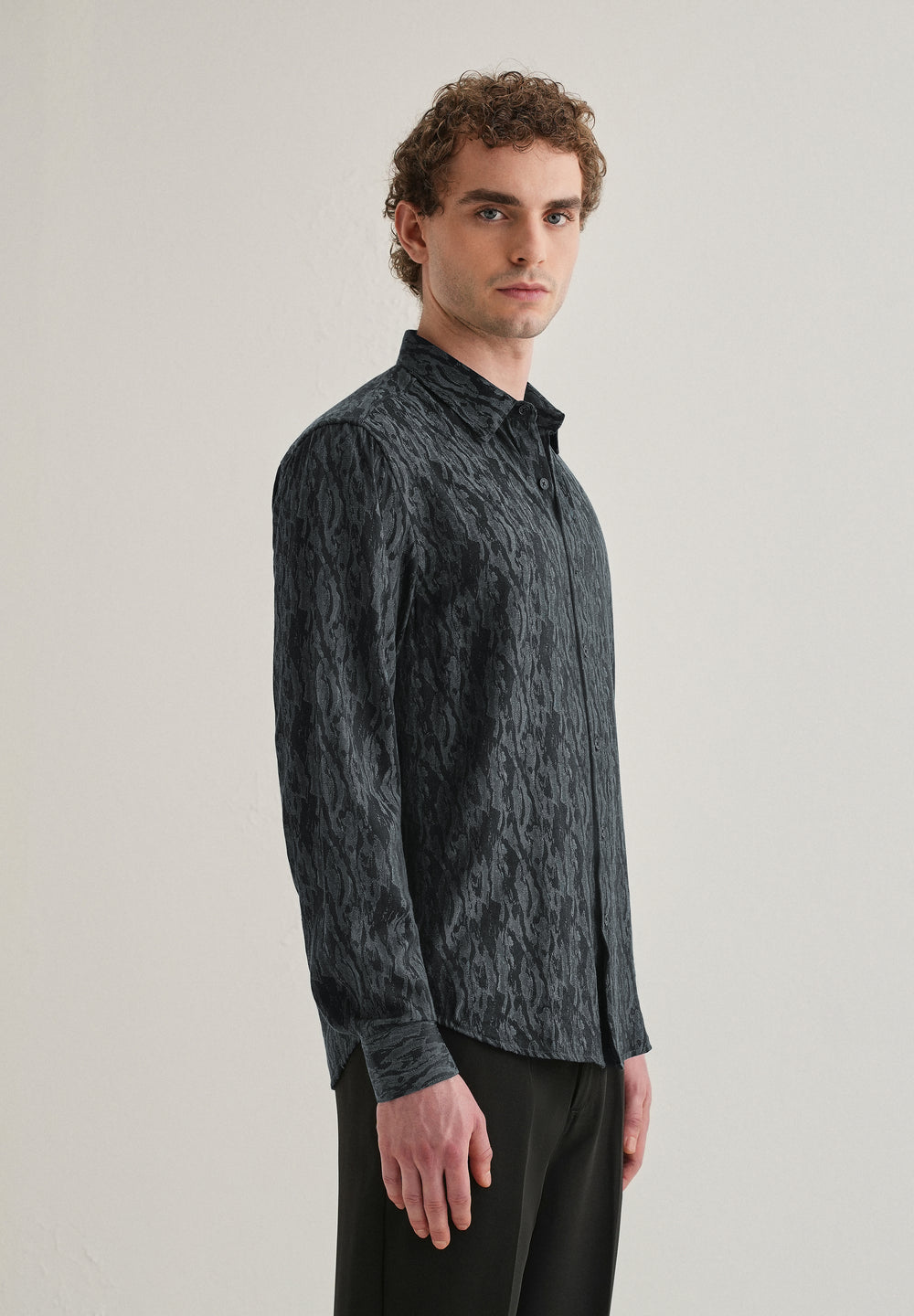 Ash Blue Abstract Jacquard Shirt