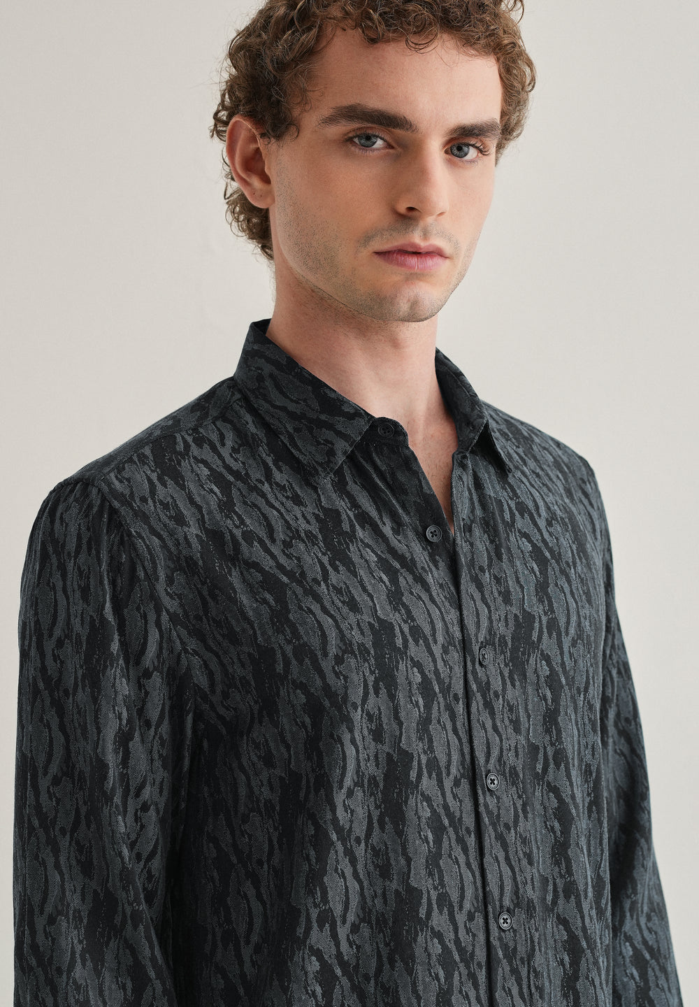 Ash Blue Abstract Jacquard Shirt