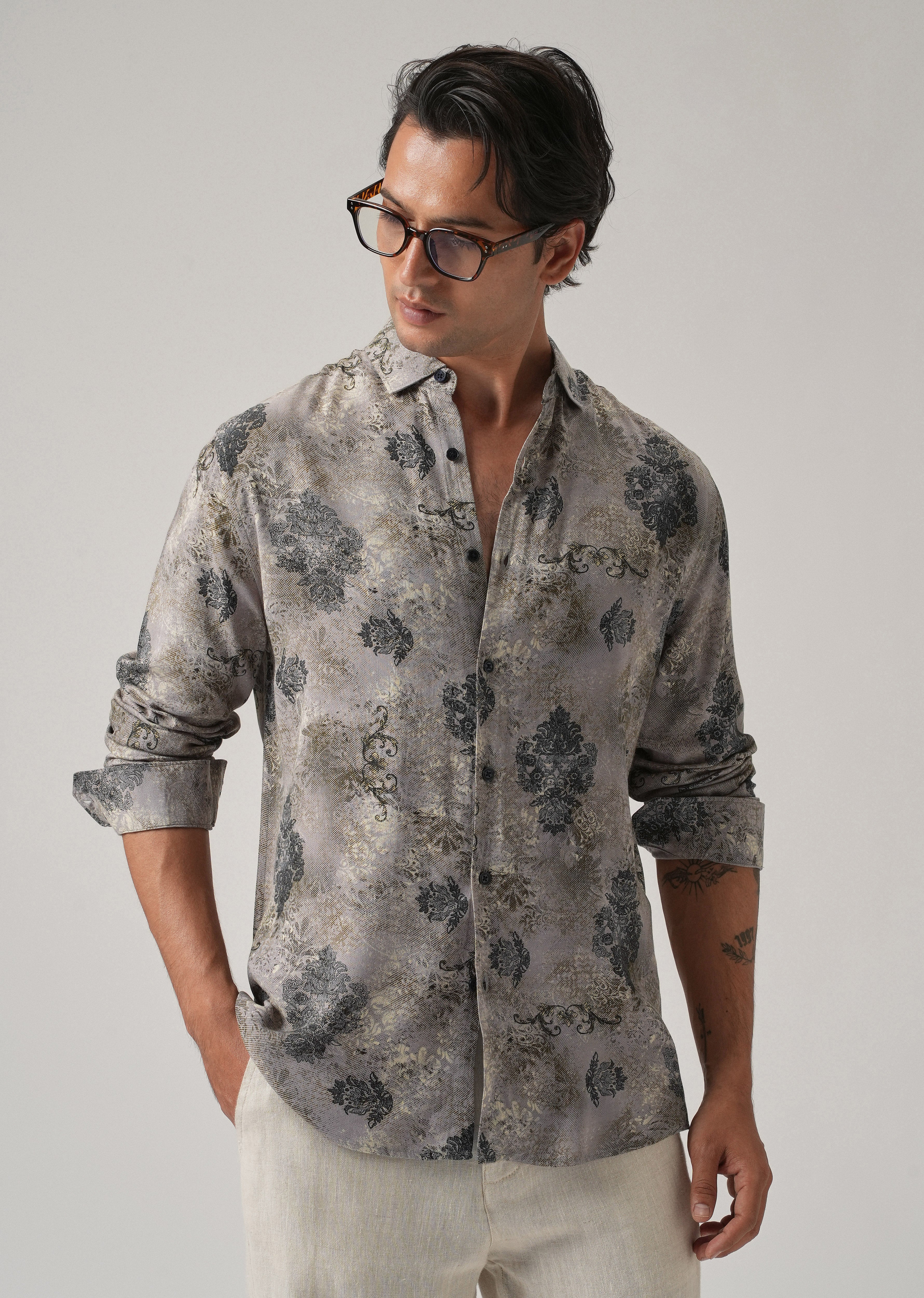 Ash Floral Print Feather Shirt