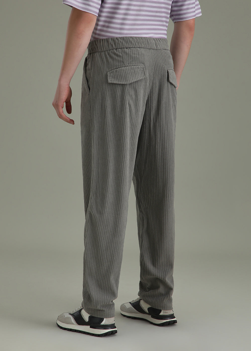 Ash Grey Drawstring Corduroy Pant