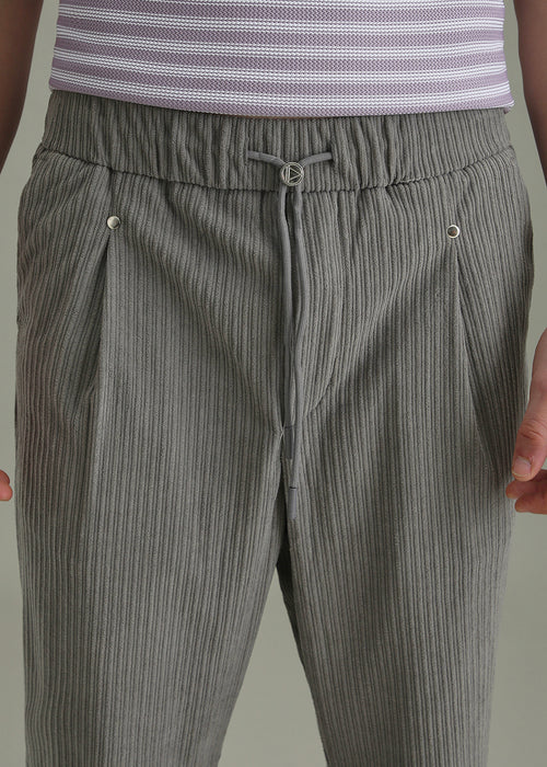 Ash Grey Drawstring Corduroy Pant