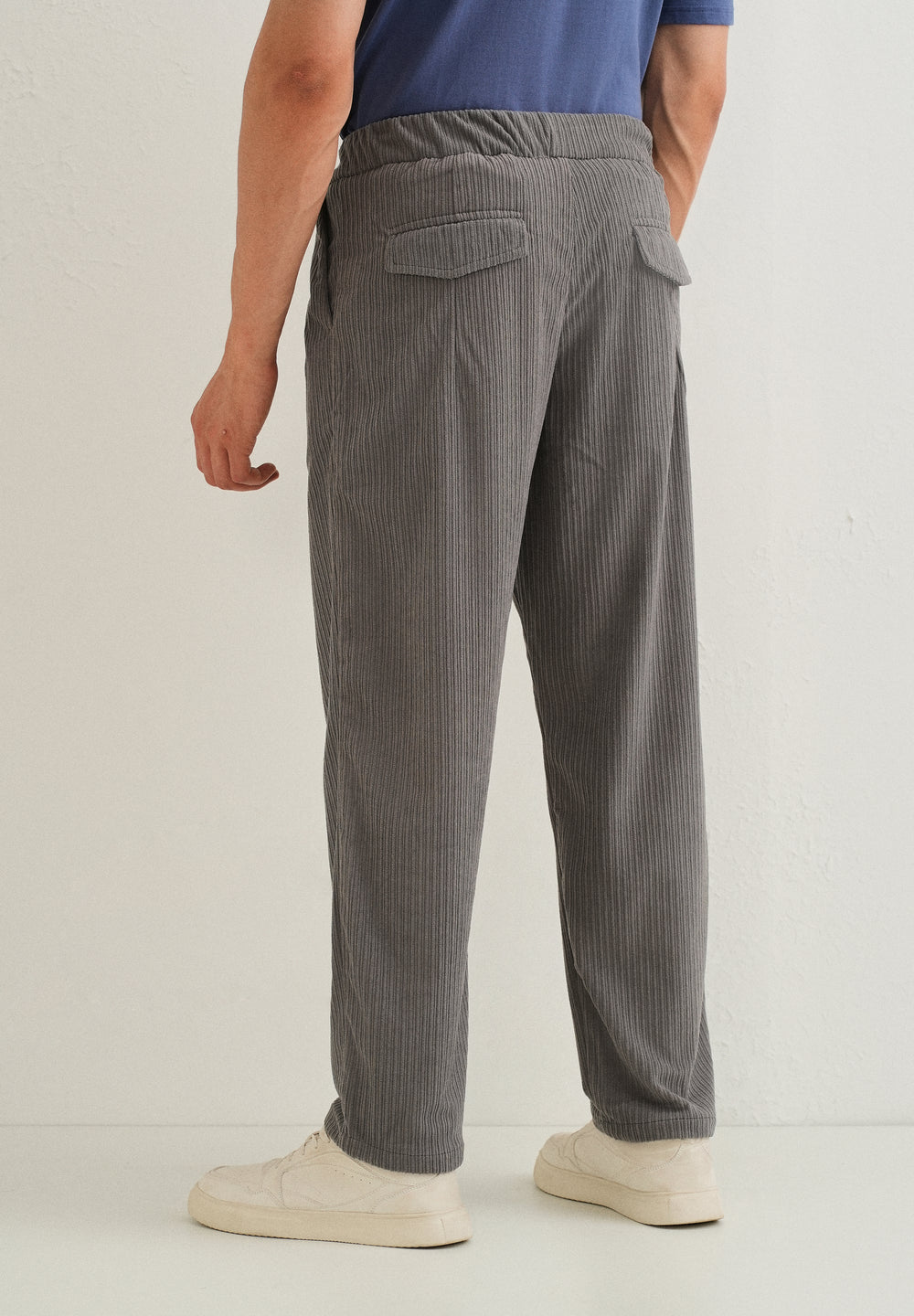 Ash Grey Drawstring Corduroy Pant