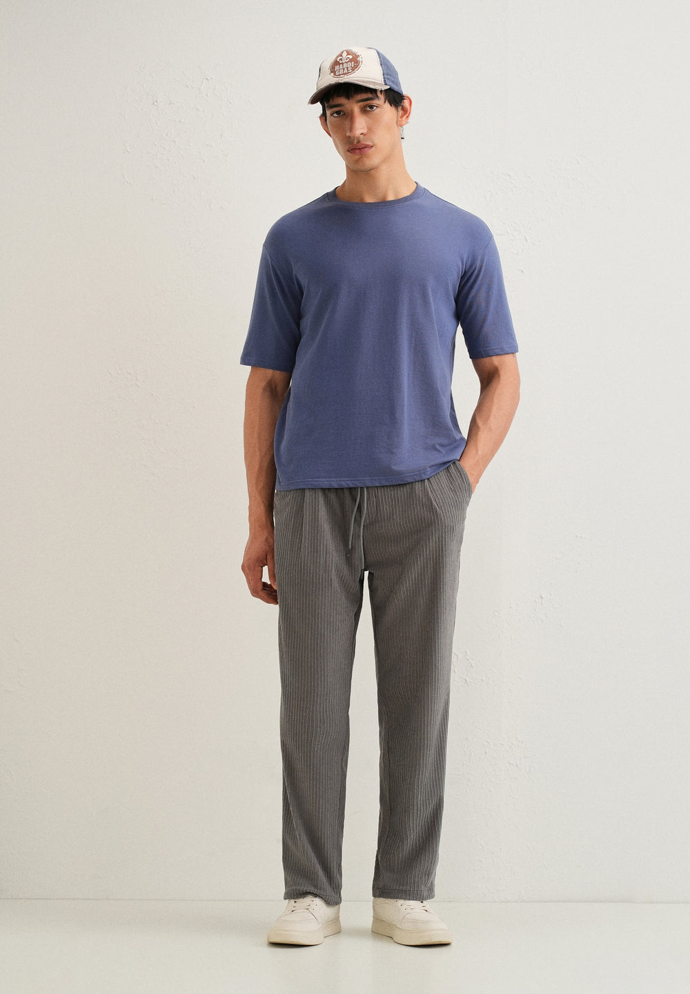 Ash Grey Drawstring Corduroy Pant