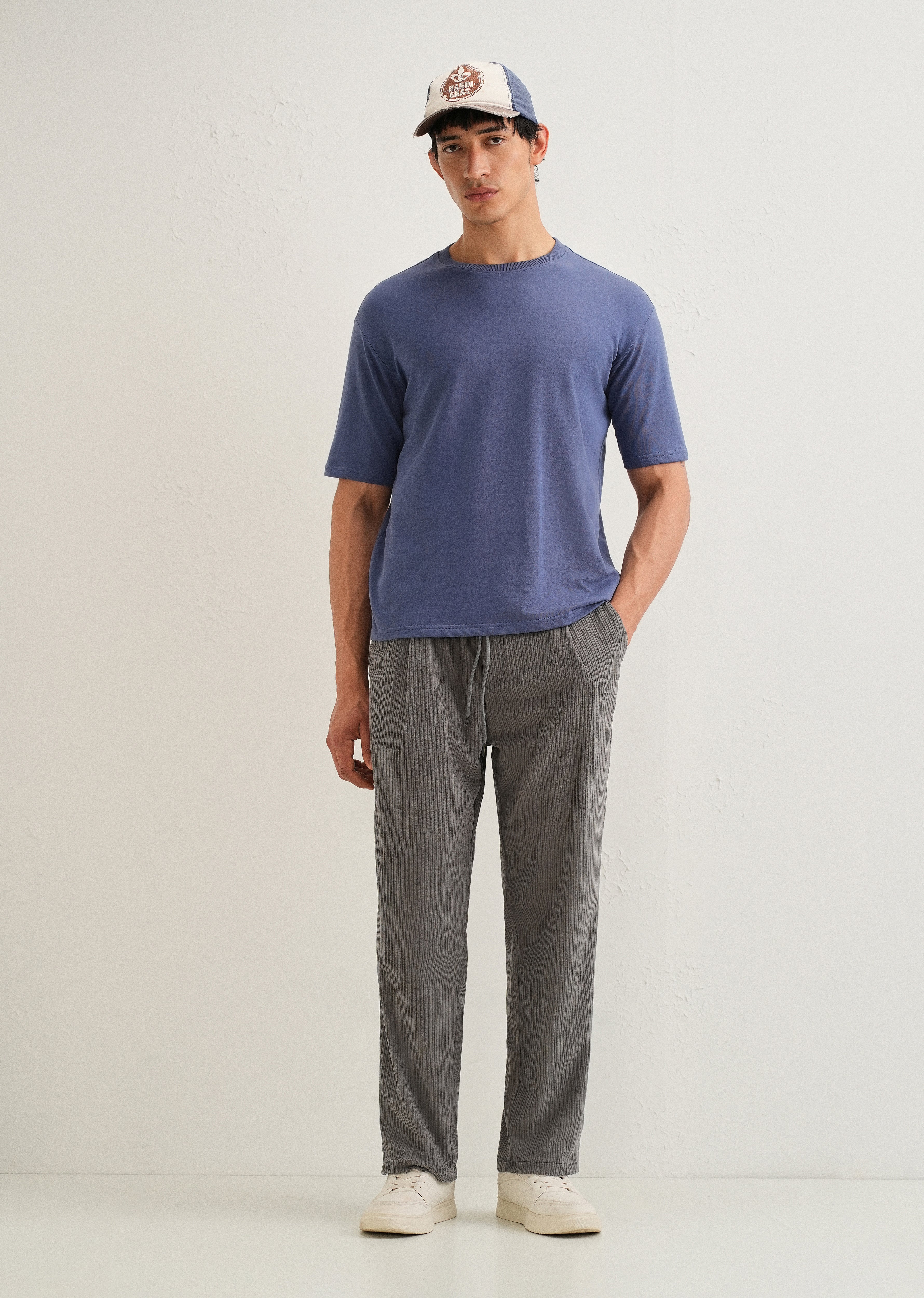 Ash Grey Drawstring Corduroy Pant