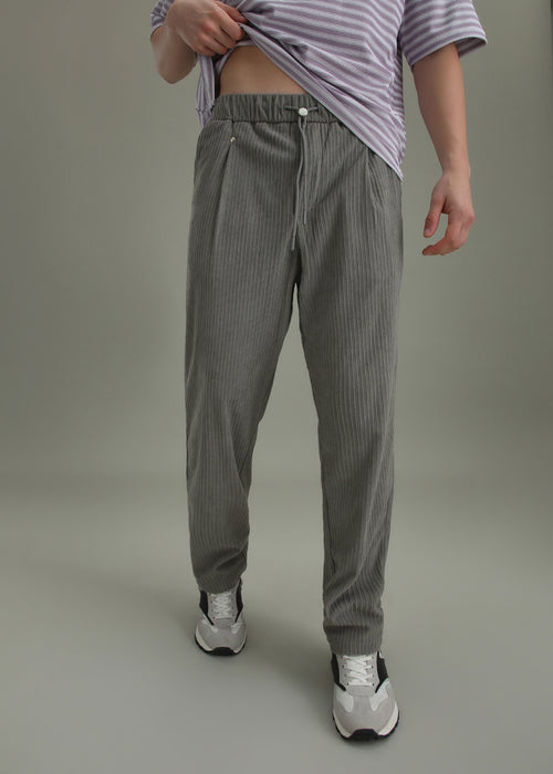 Ash Grey Drawstring Corduroy Pant