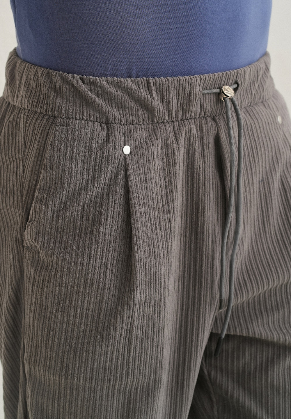 Ash Grey Drawstring Corduroy Pant