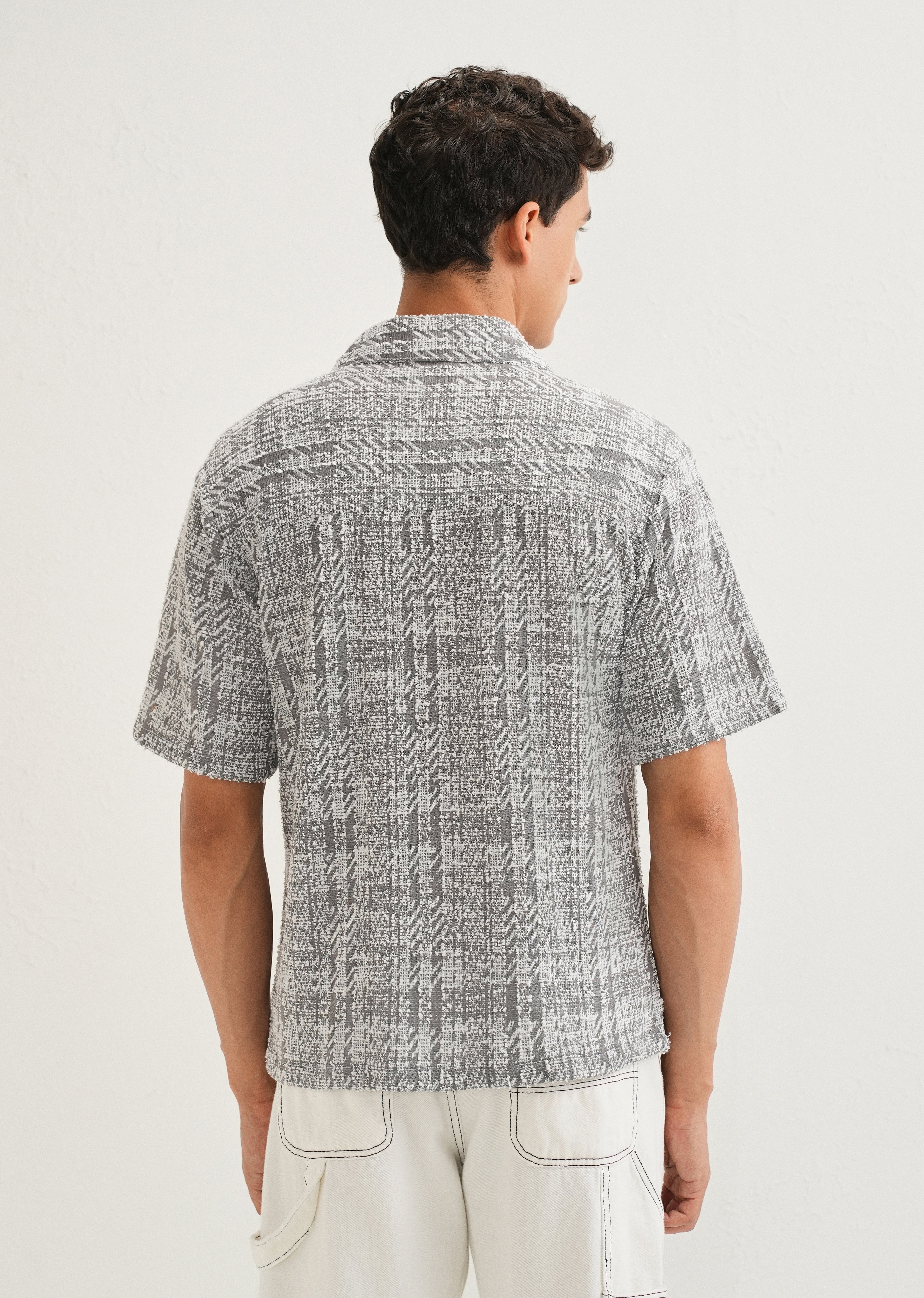 Ash Grey Jacquard Knitted Shirt
