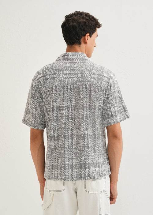 Ash Grey Jacquard Knitted Shirt