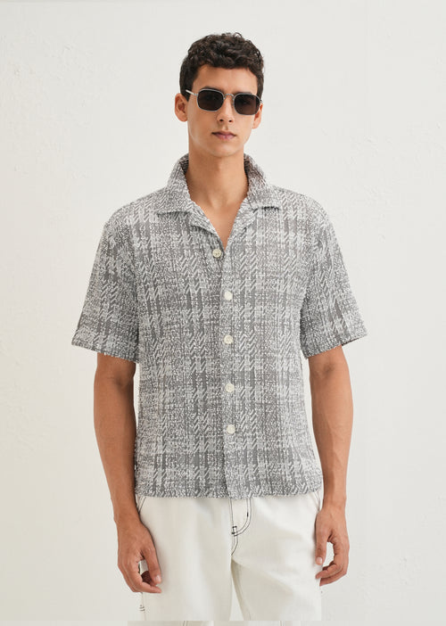 Ash Grey Jacquard Knitted Shirt