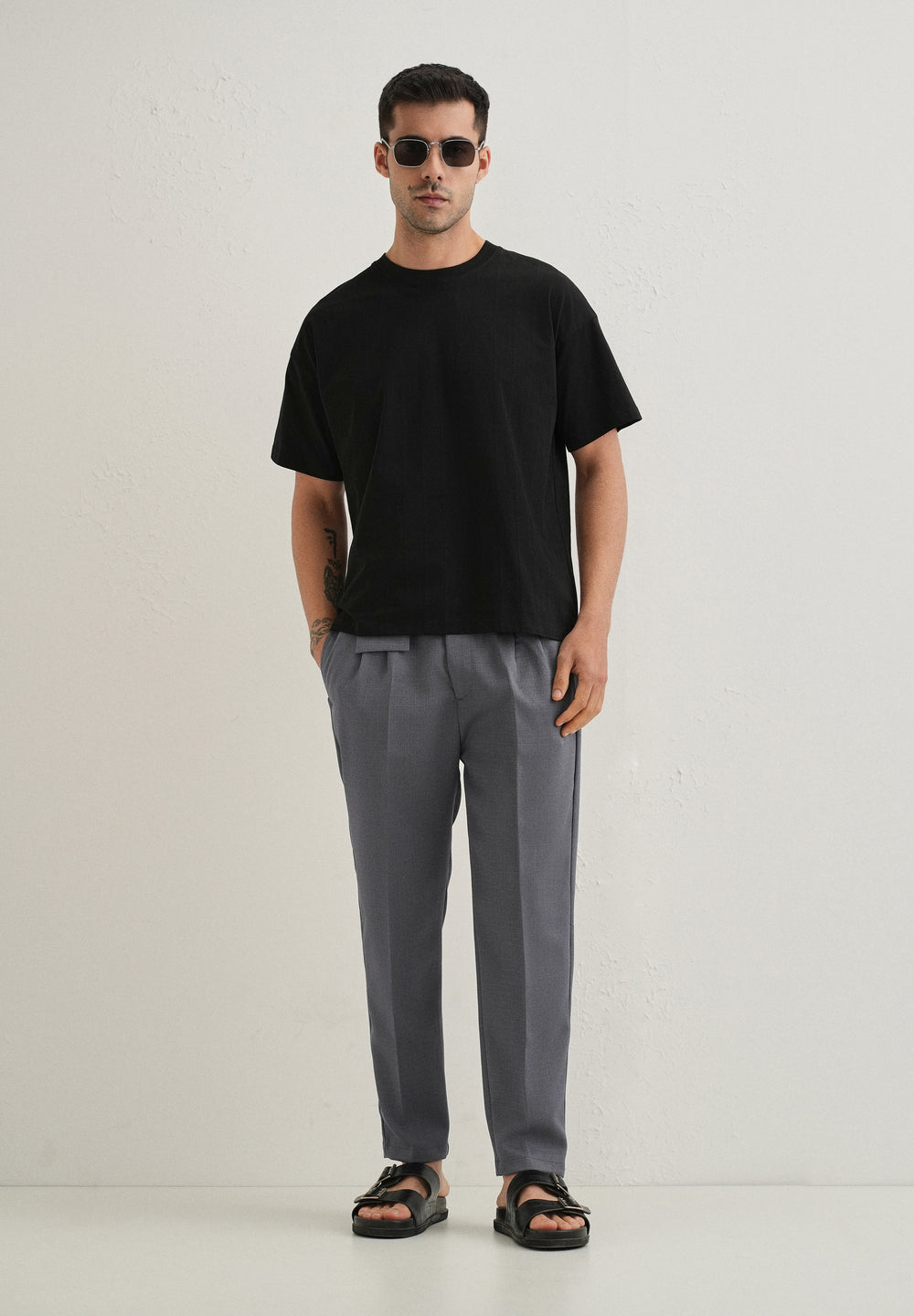 Ash Grey Pleated Korean Pant