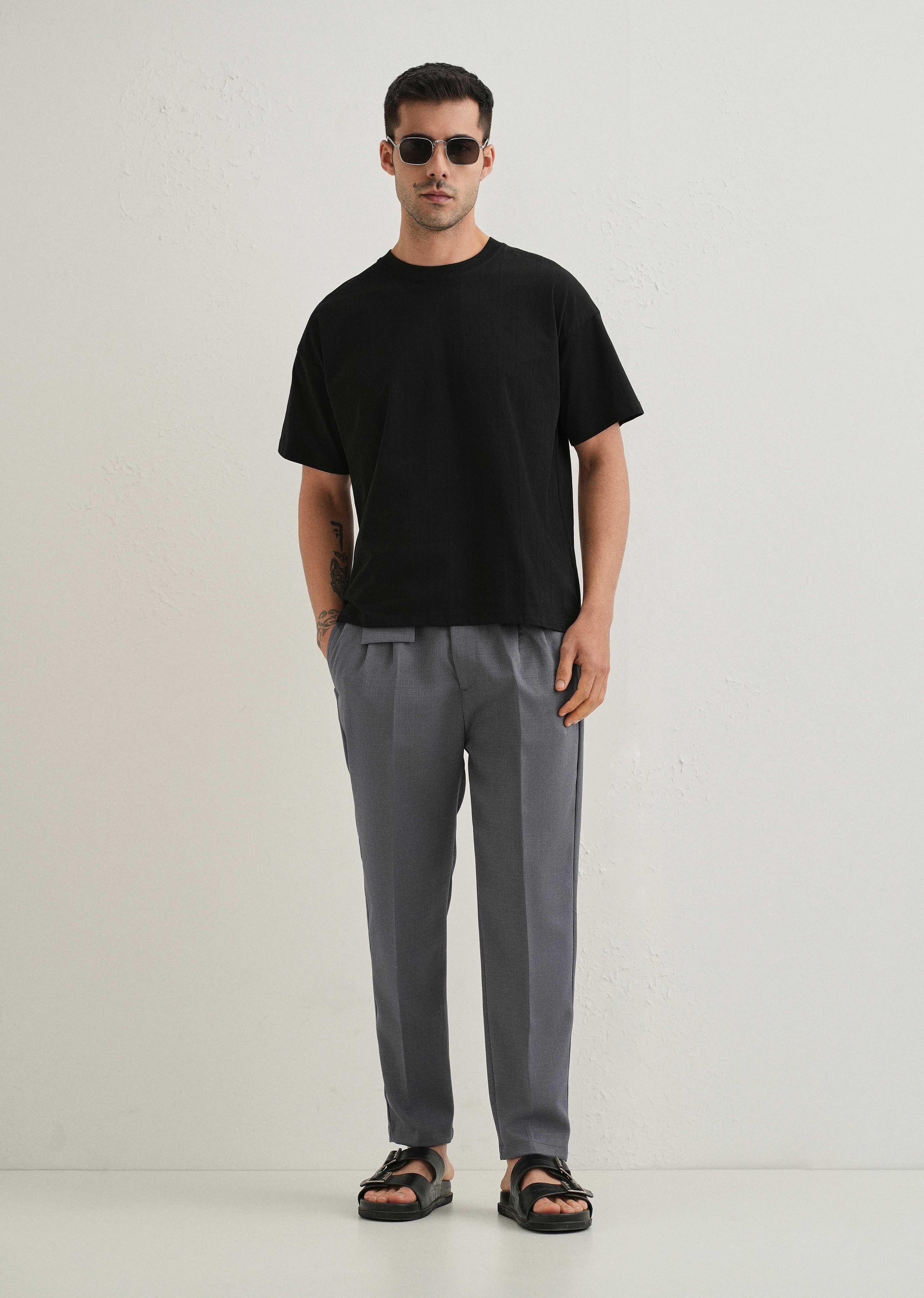 Ash Grey Pleated Korean Pant