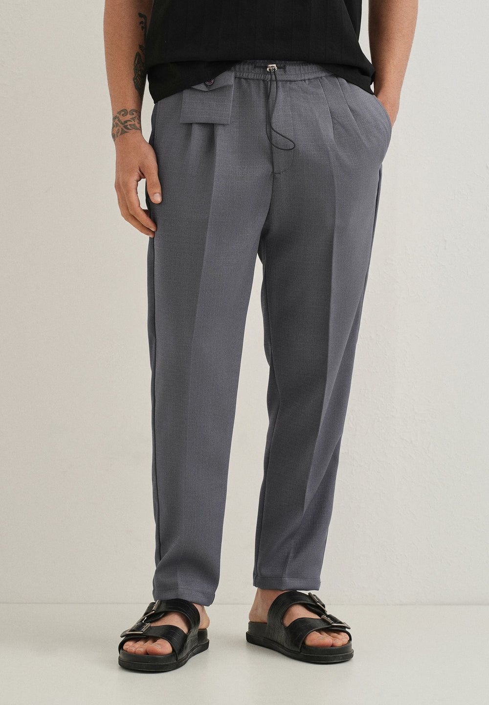 Ash Grey Pleated Korean Pant