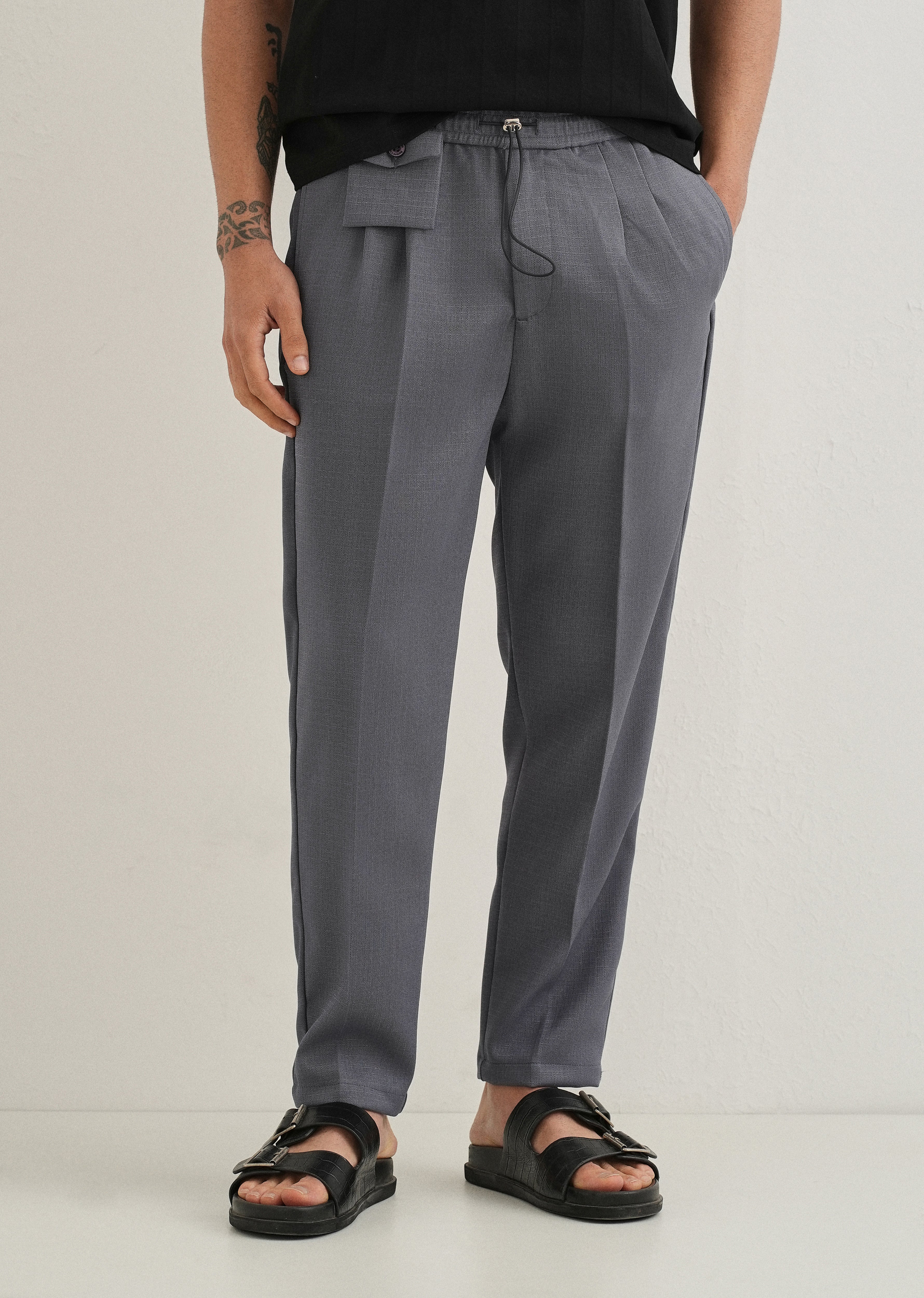 Ash Grey Pleated Korean Pant