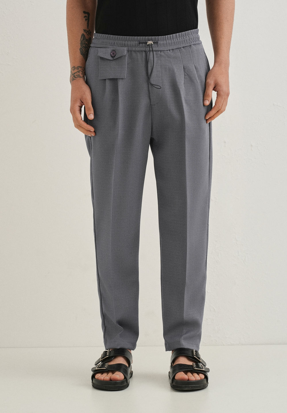 Ash Grey Pleated Korean Pant