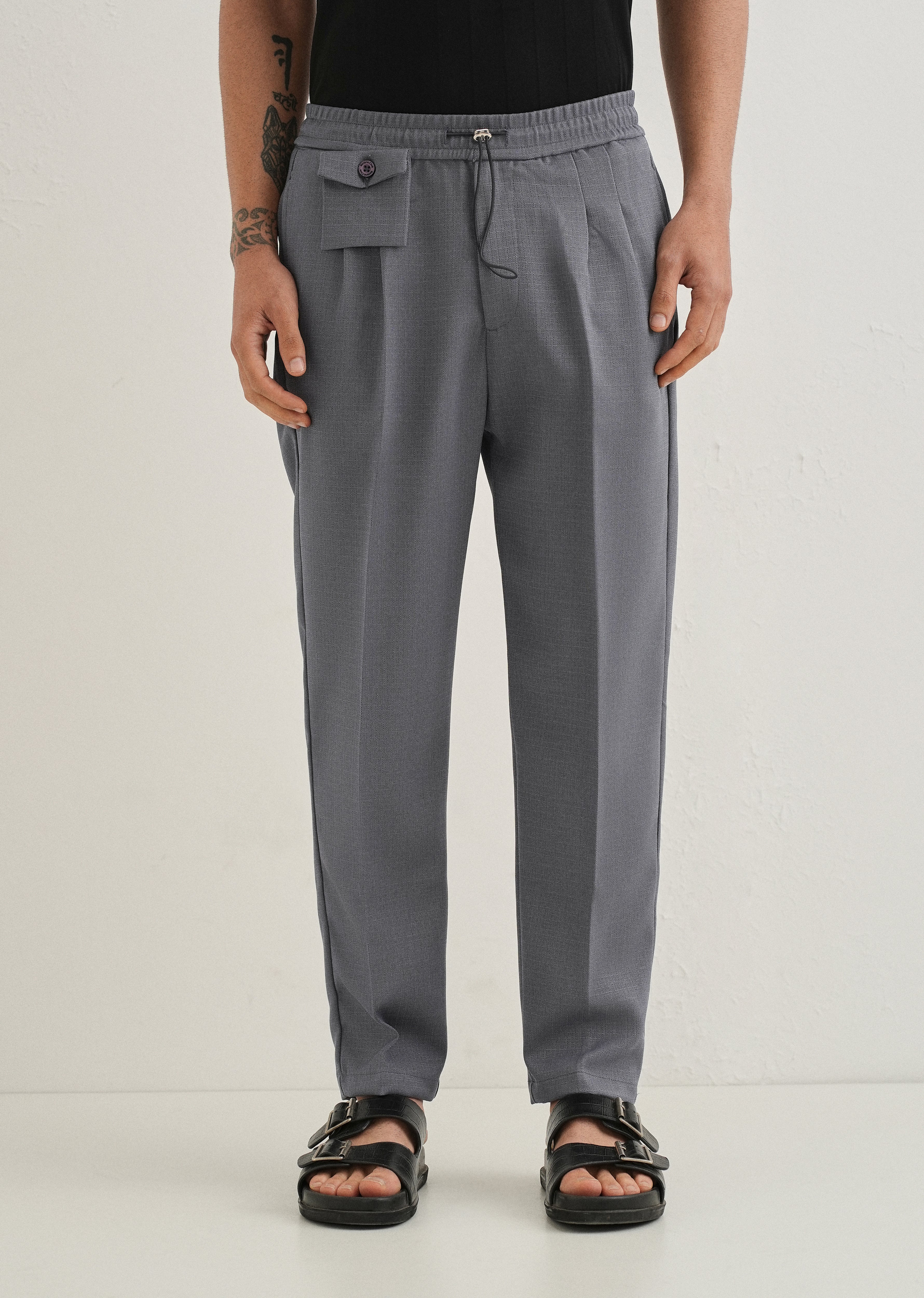 Ash Grey Pleated Korean Pant