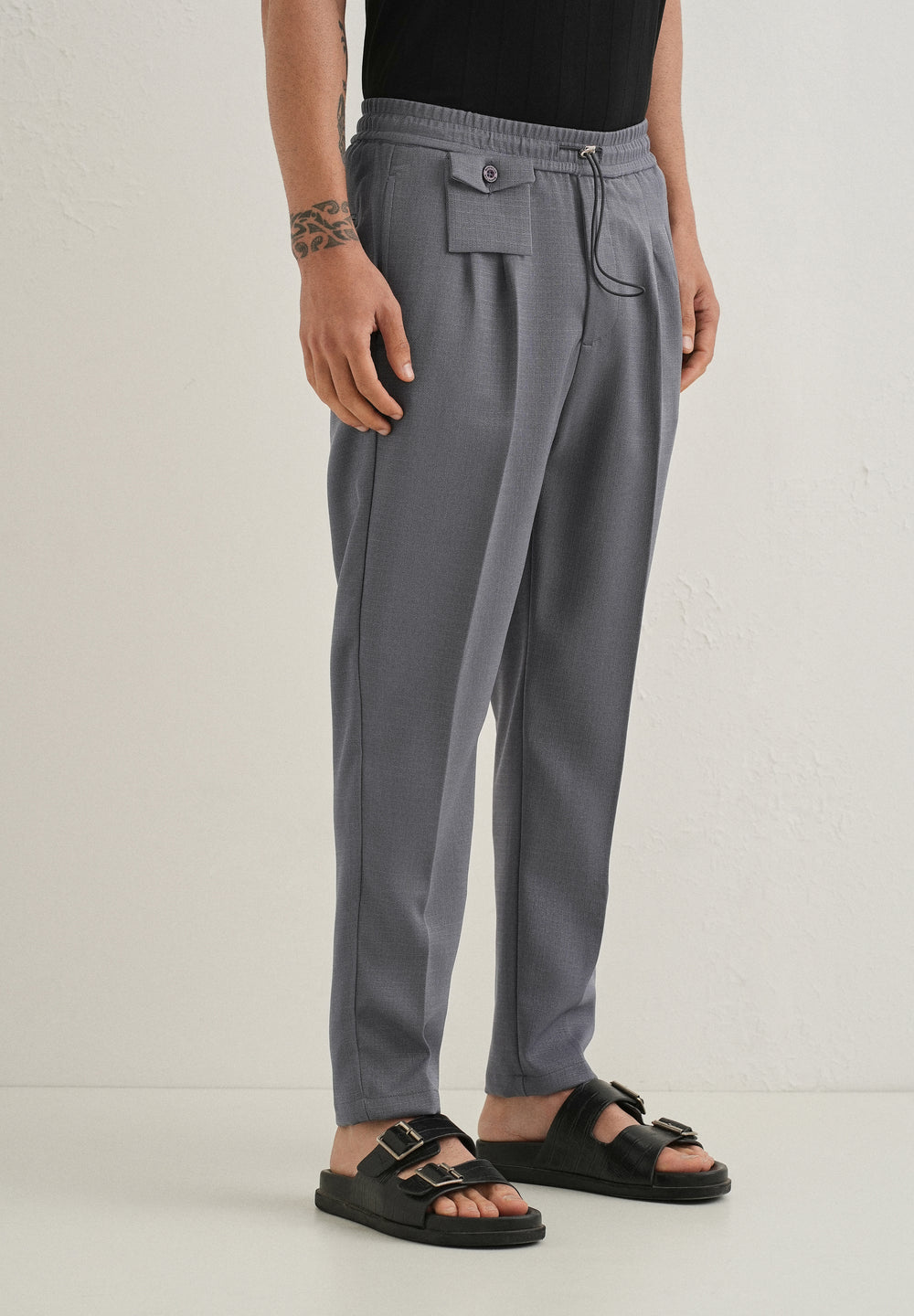Ash Grey Pleated Korean Pant