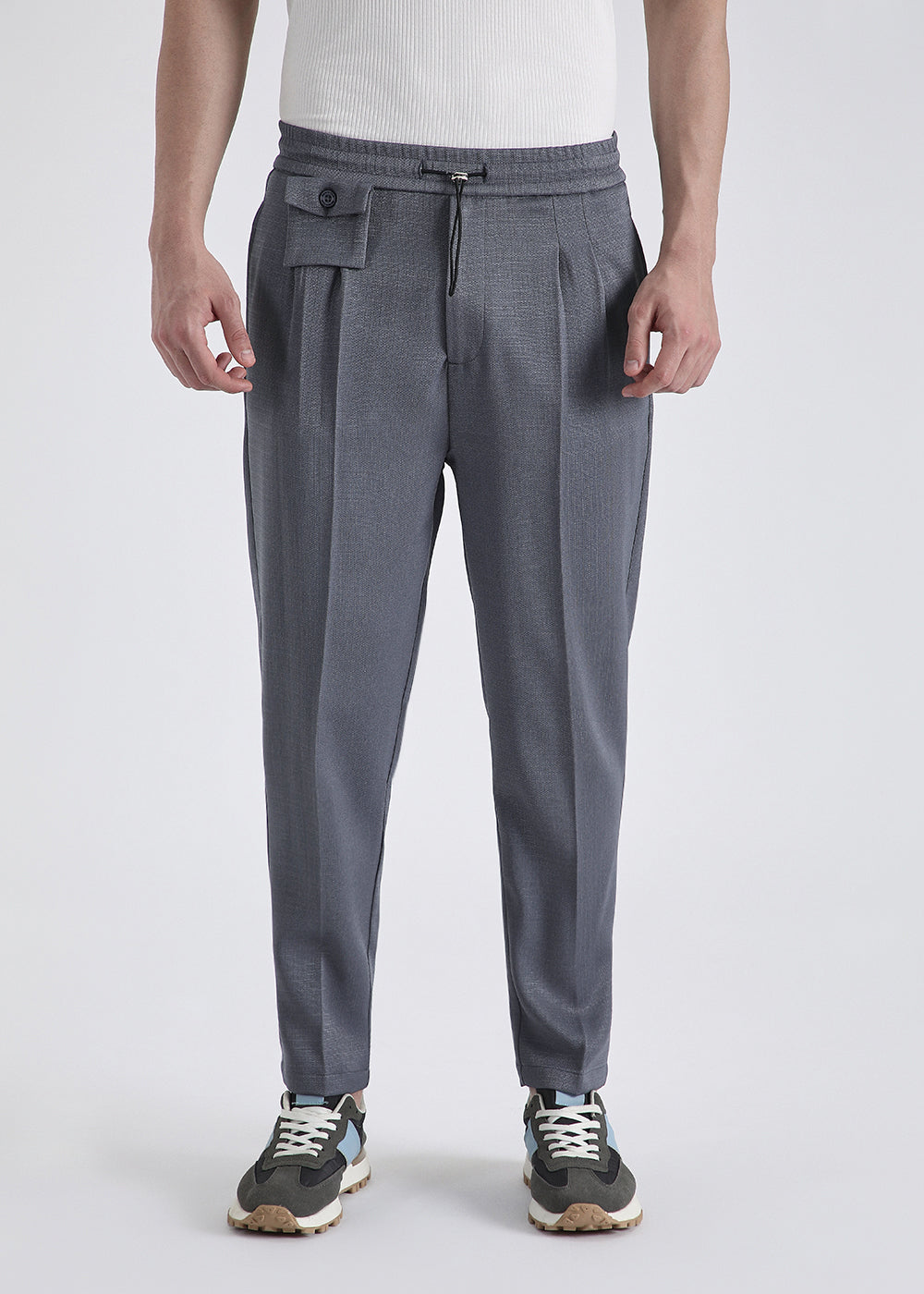 Ash Grey Pleated Korean Pant