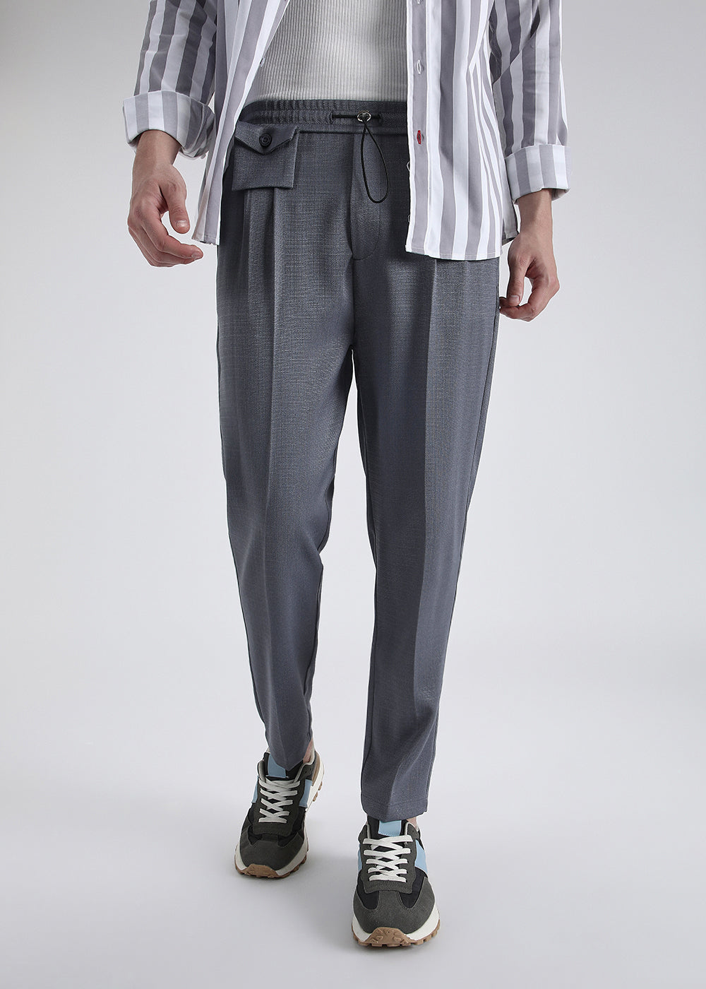 Dark Grey Pleated Korean Pant