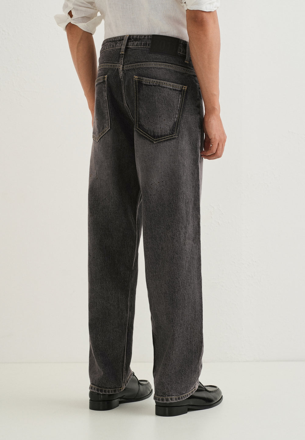 Ash Grey Splatter Straight Fit Denim