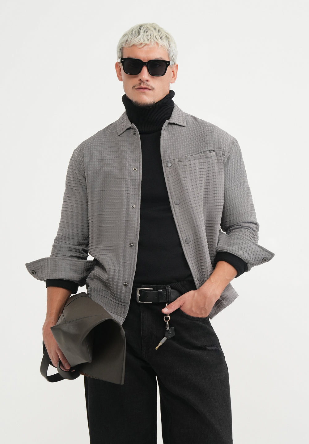 Ash Grey Textured Shacket