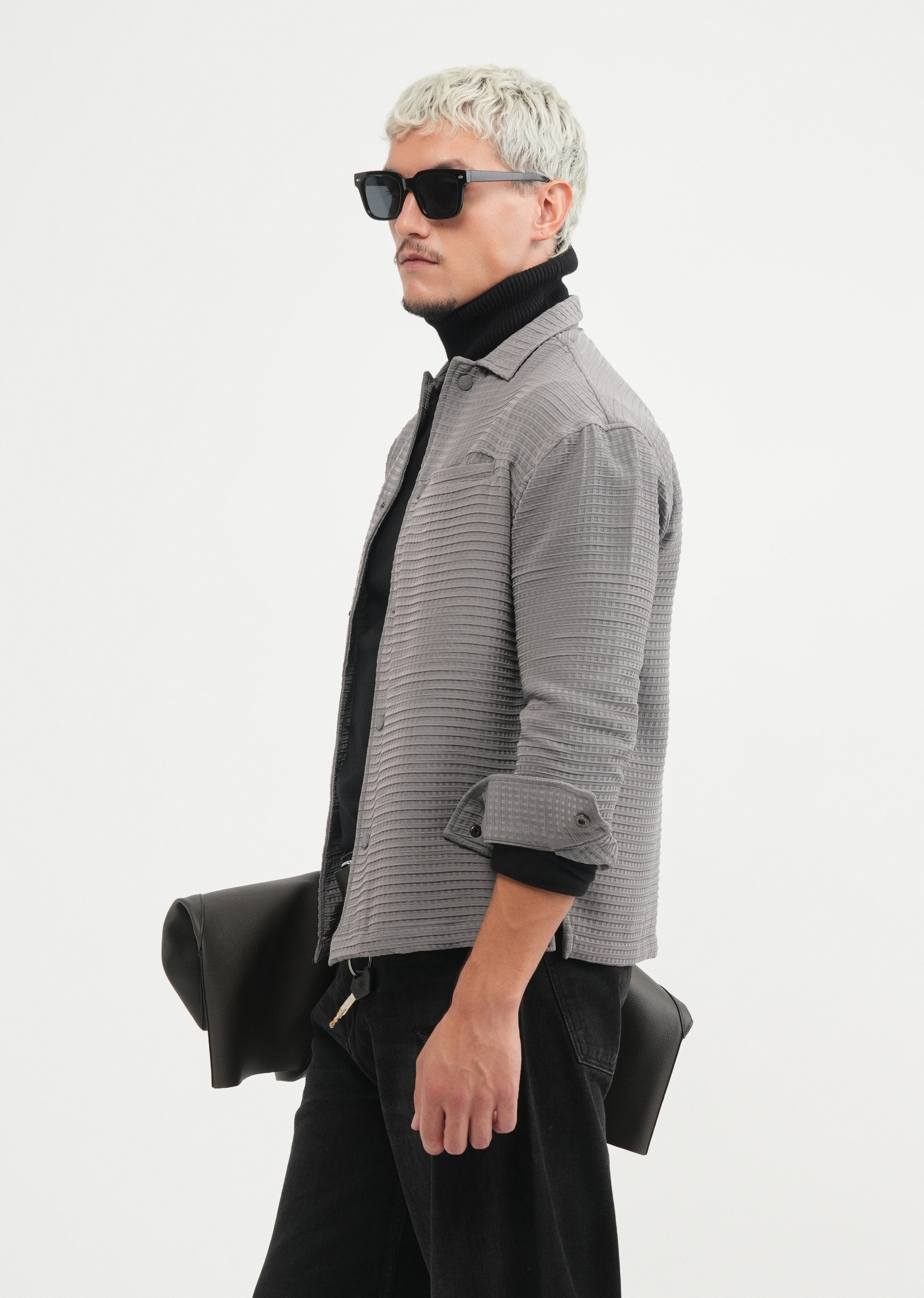Ash Grey Textured Shacket