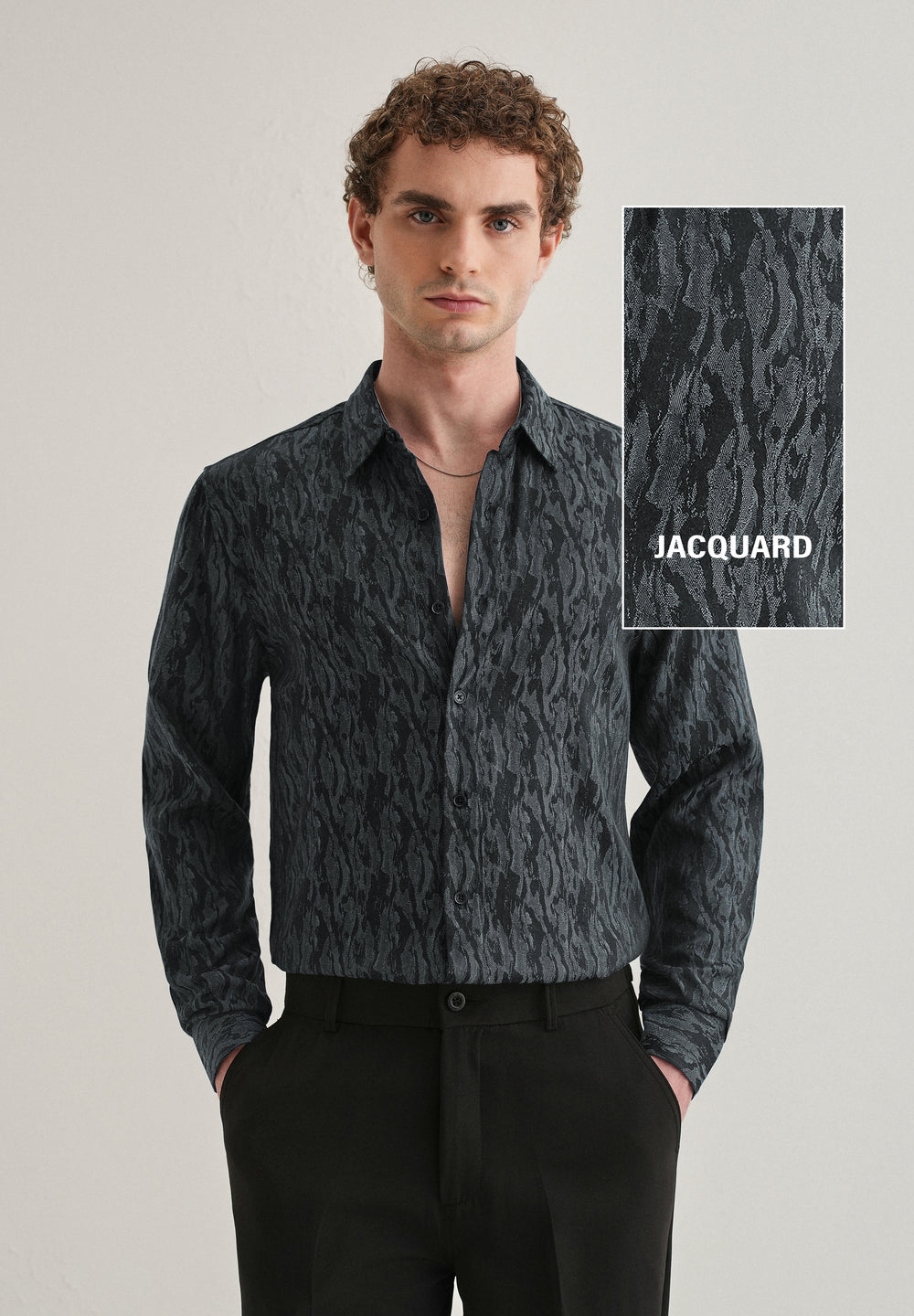 Ash Blue Abstract Jacquard Shirt