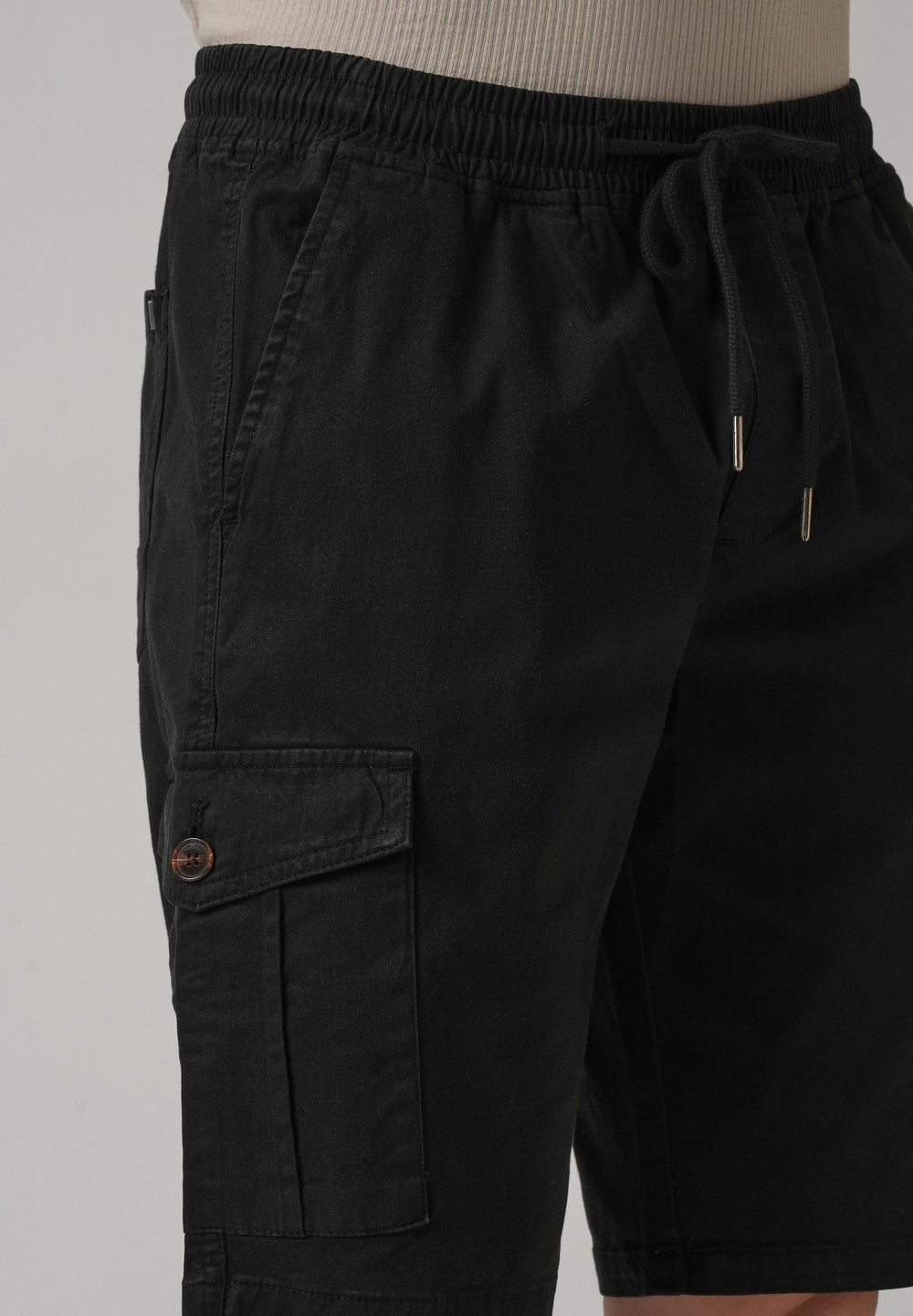 Asher Black Cotton Cargo Shorts