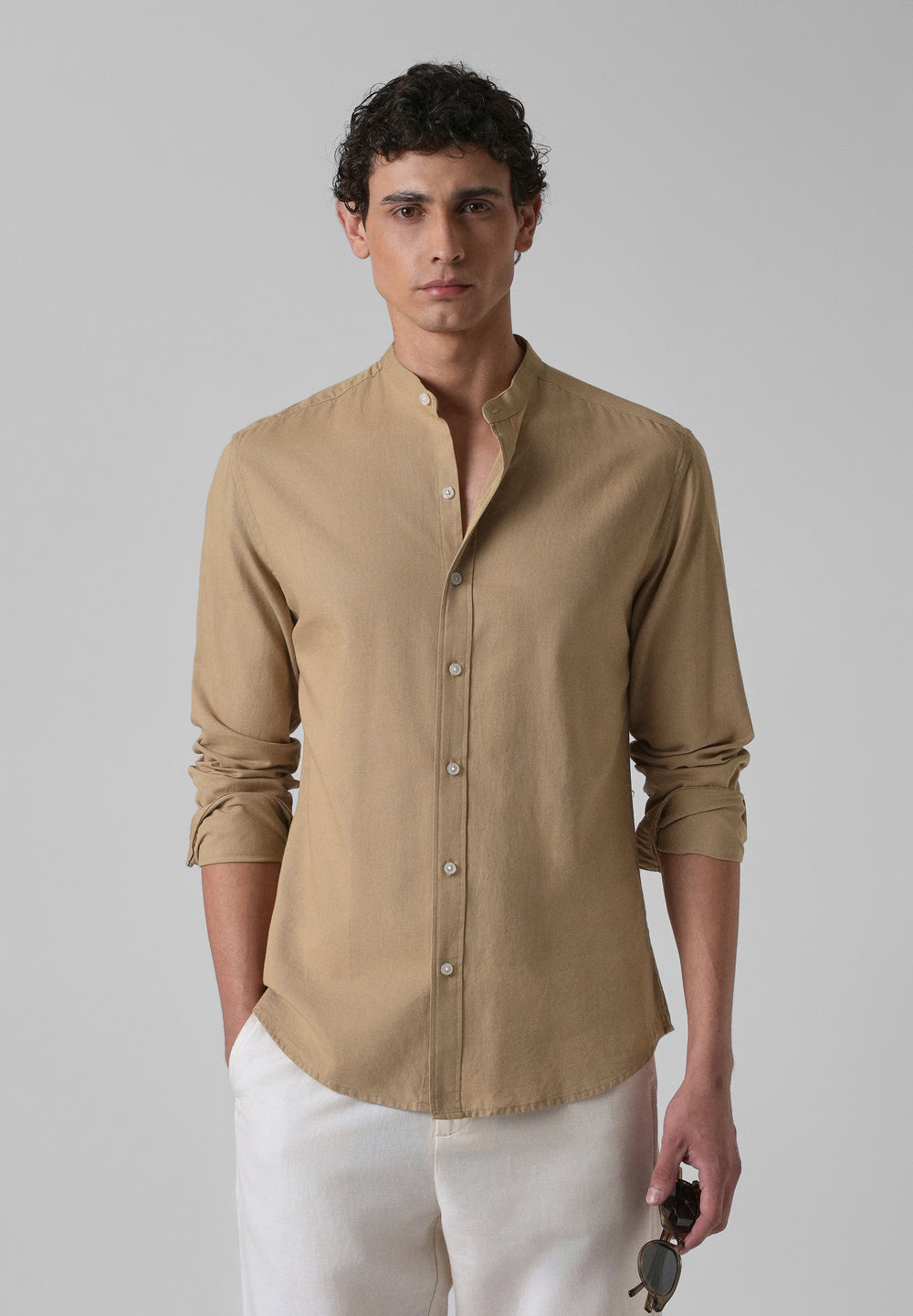 Aurora Beige Cotton Linen Shirt