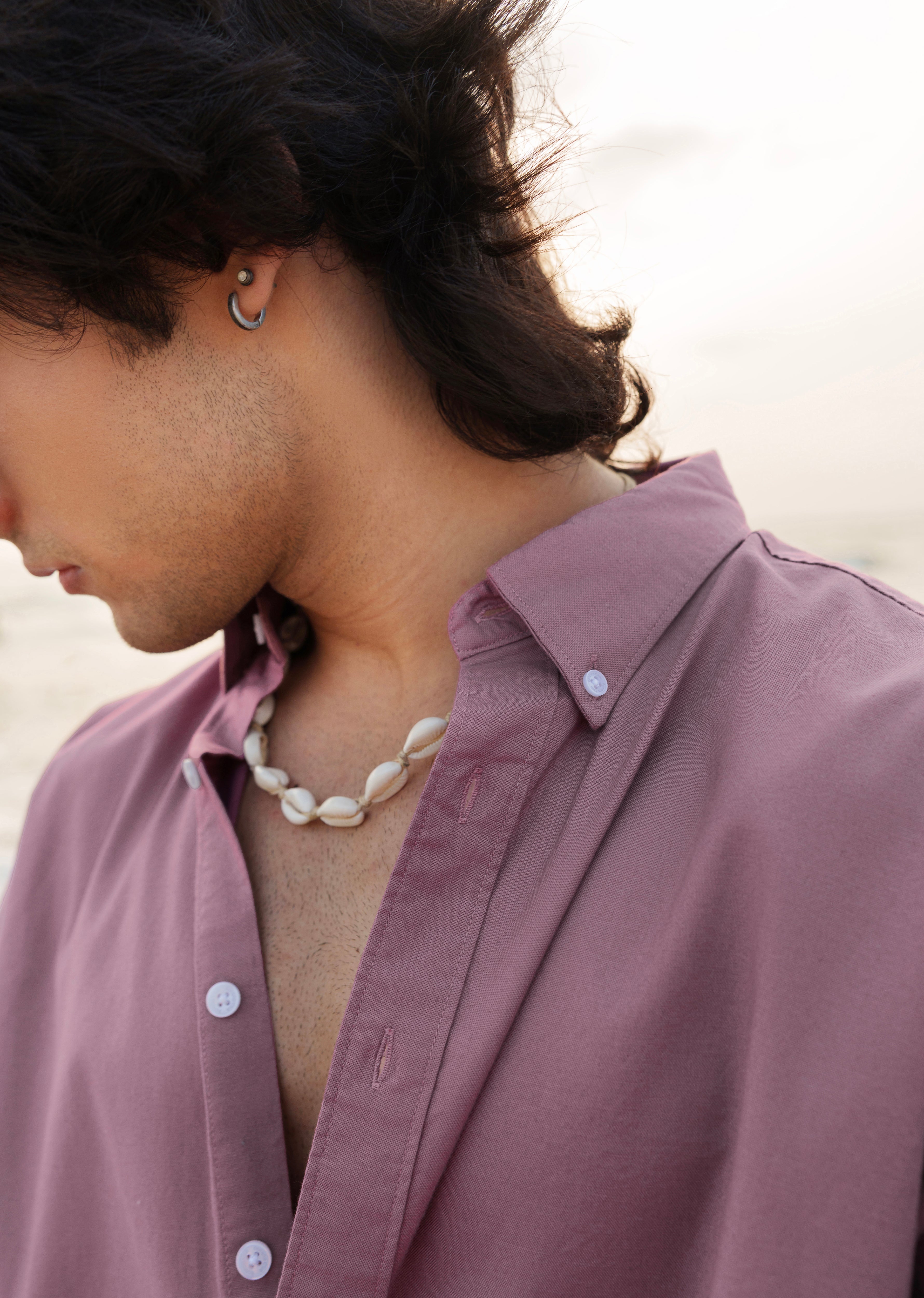 Mauve Cotton Stretch Oversized Shirt