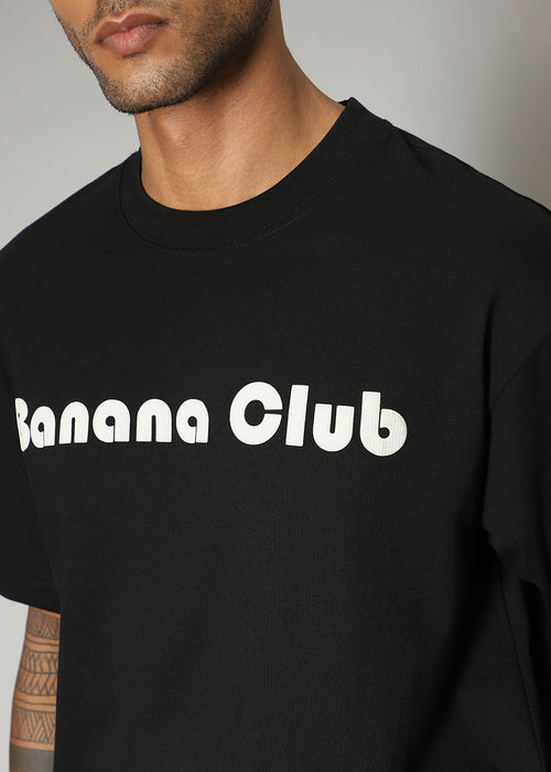 Banana Club Black Embossed Oversized Fit T-shirt