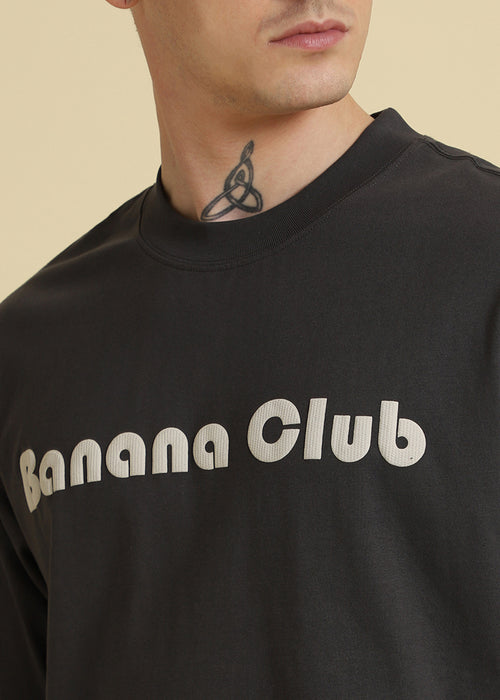 Banana Club Embossed Grey Oversized Fit T-shirt