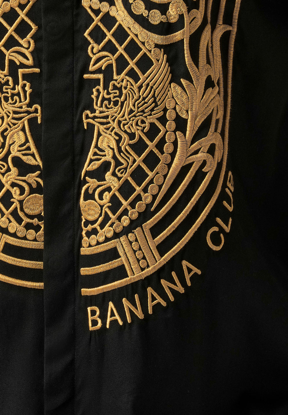 Gold Symmetric Embroidered Black Designer Shirt