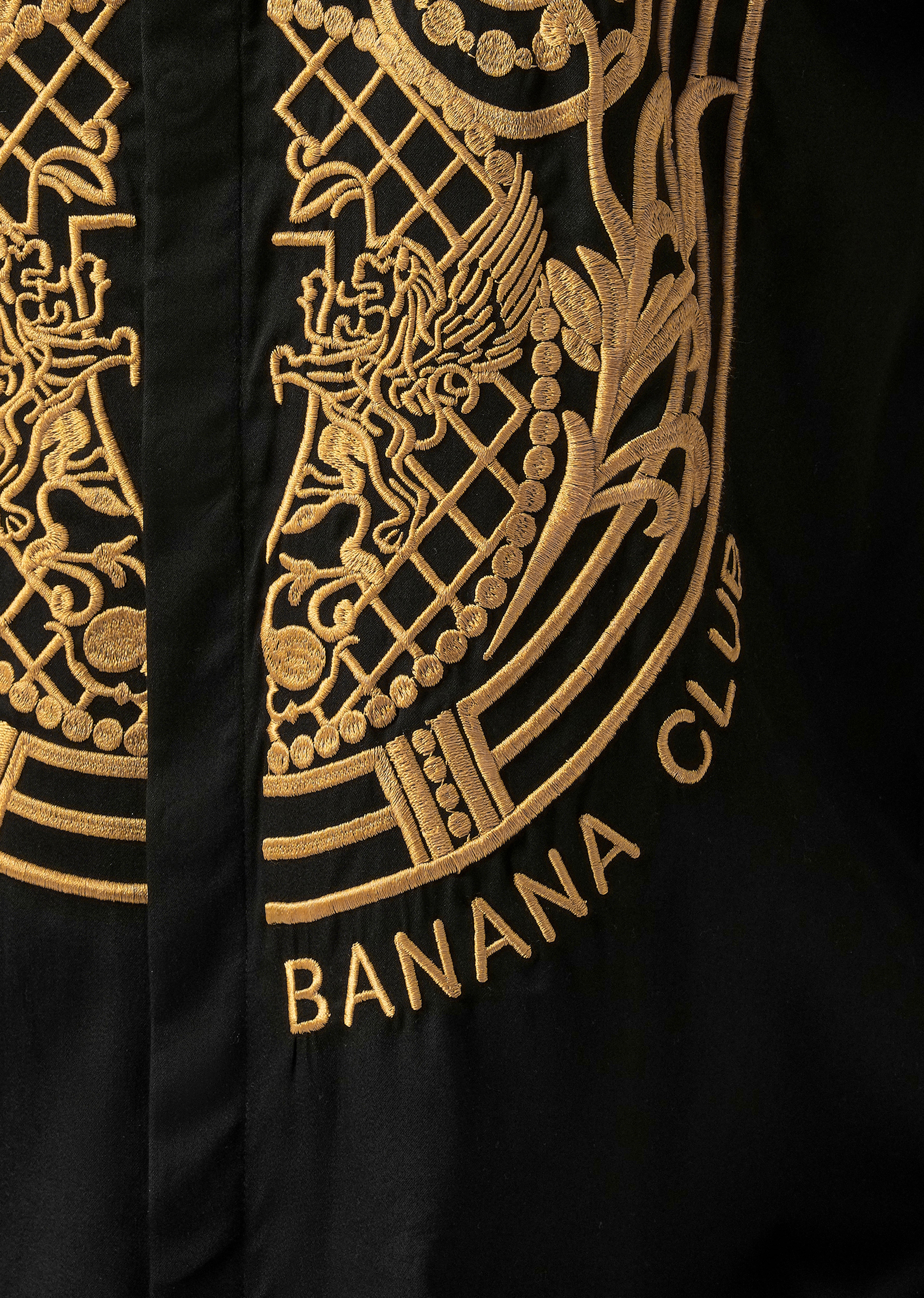 Banana Club Embroidered Black Designer Shirt