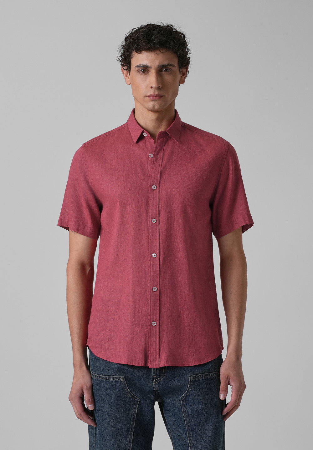 Batiste Crimson Red Linen Shirt