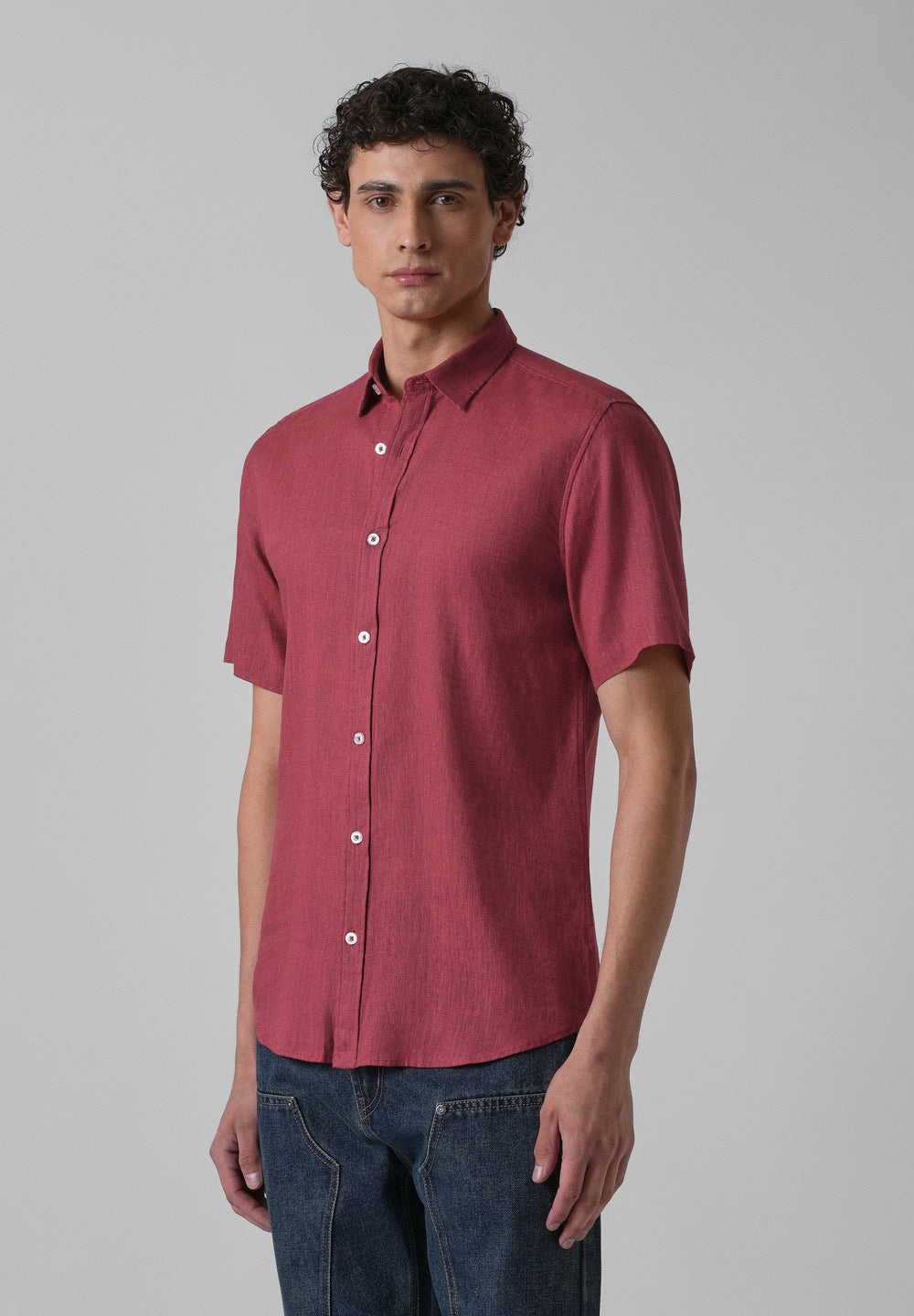 Batiste Crimson Red Linen Shirt