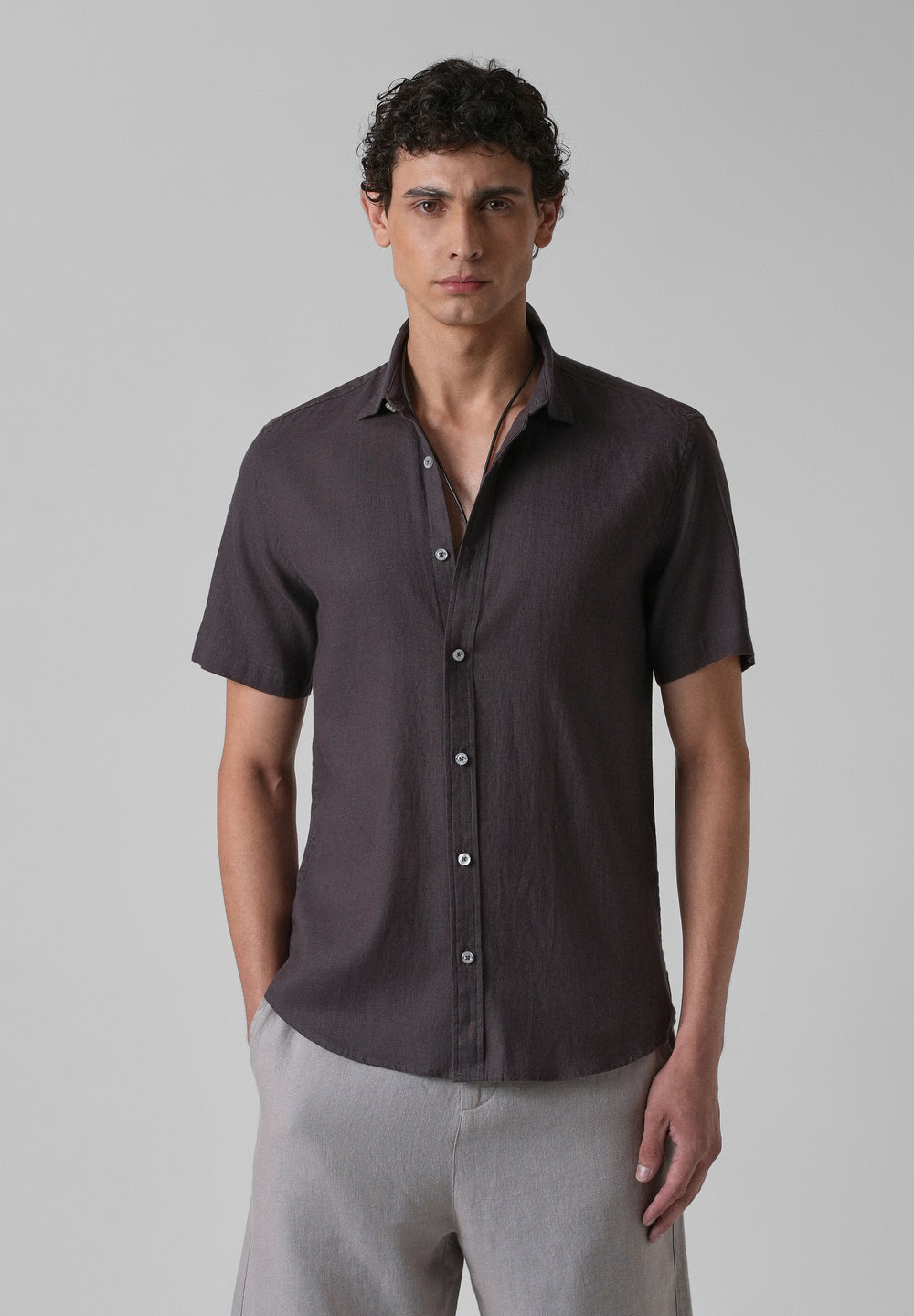 Batiste Crater Brown Linen shirt