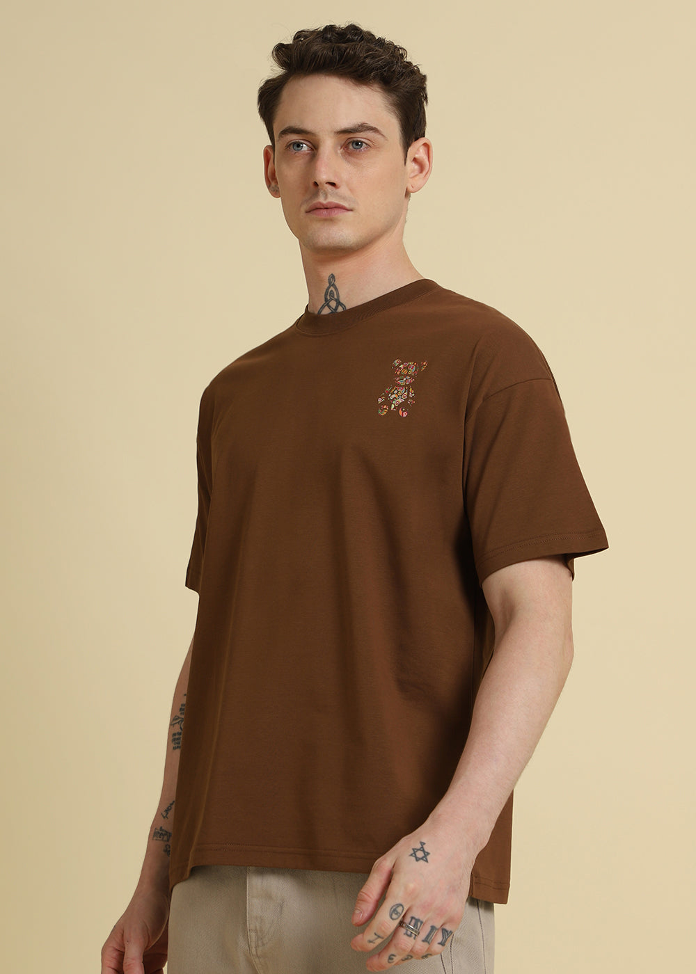 Bearsy Paisley Brown Oversized T-shirt