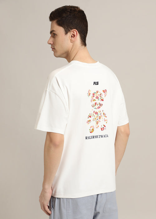 Bearsy Paisley White Oversized T-shirt