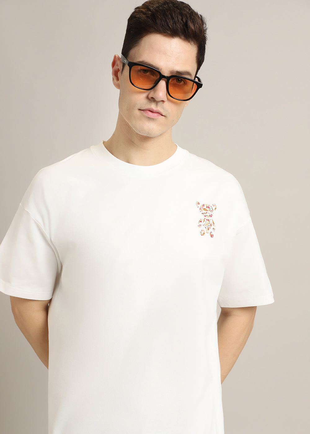 Bearsy Paisley White Oversized T-shirt