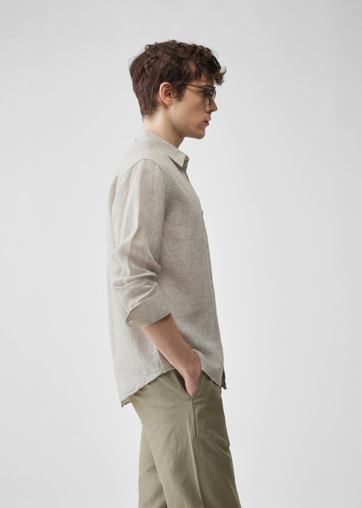 Beige 100% Pure Linen Shirt