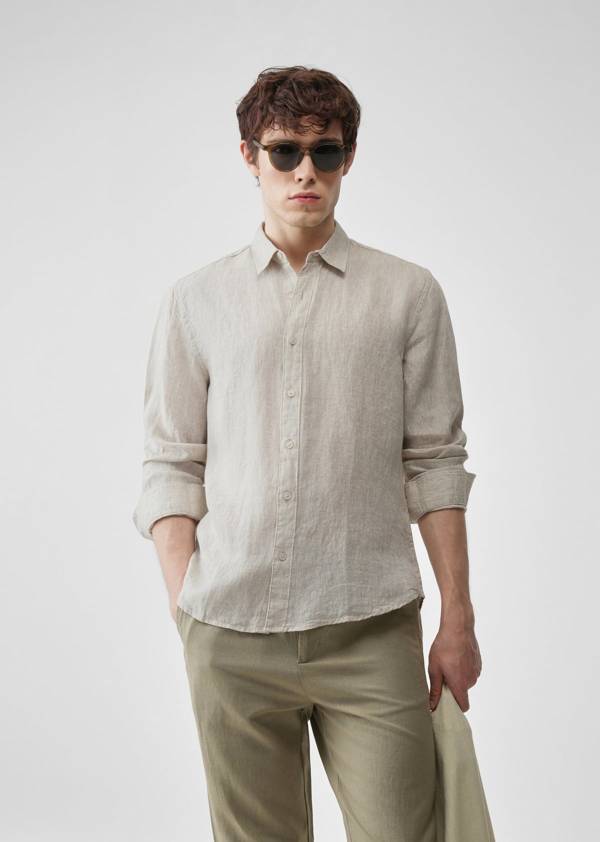 Beige 100% Pure Linen Shirt