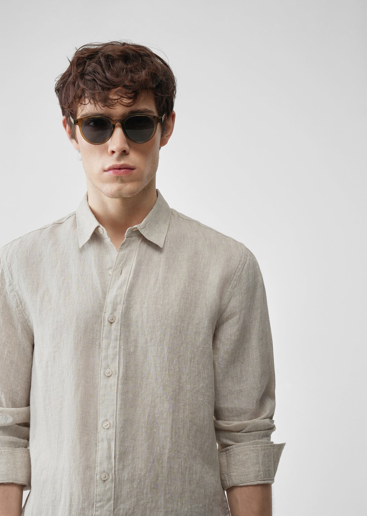 Beige 100% Pure Linen Shirt