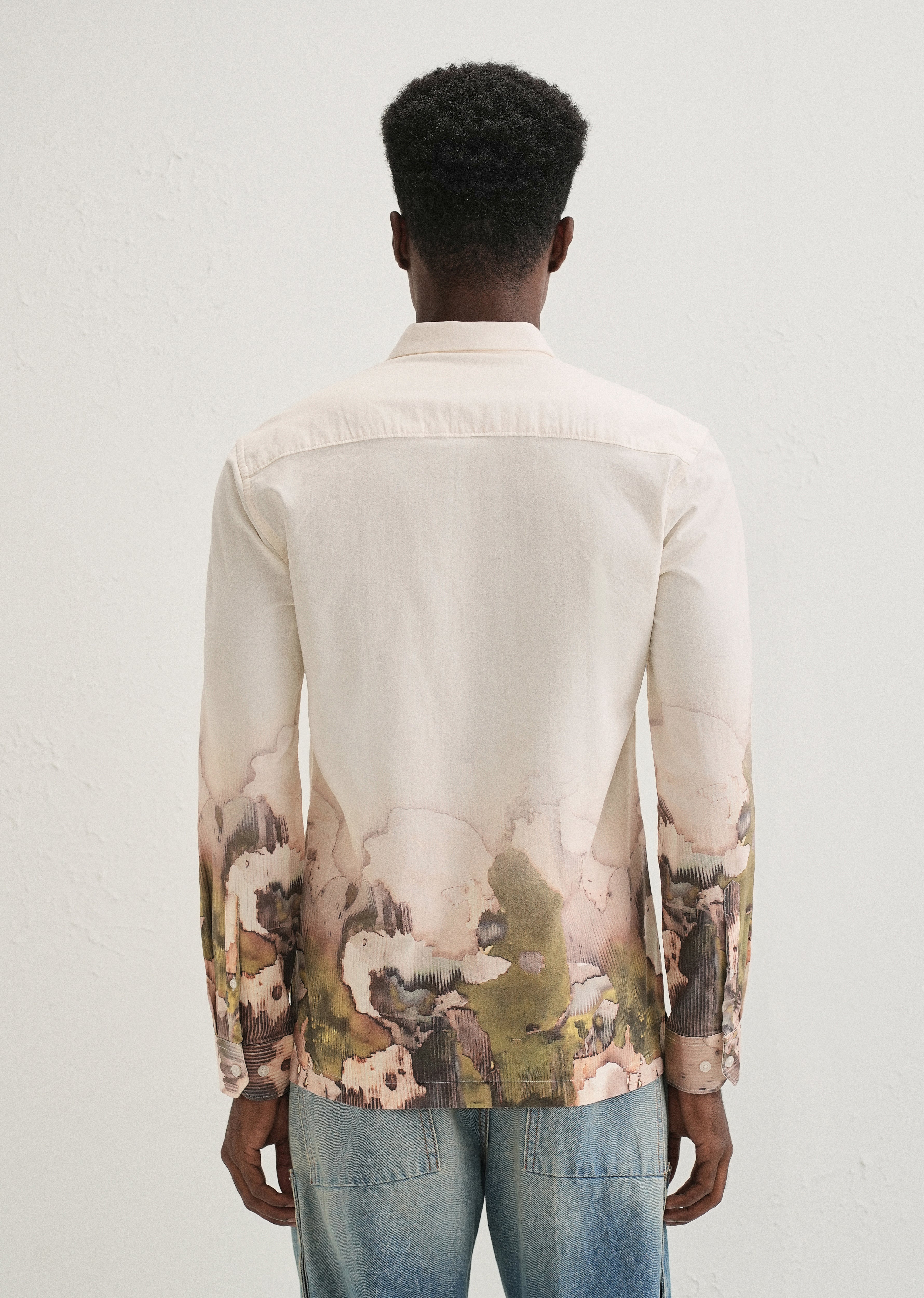 Beige Abstract Linear Printed Shirt