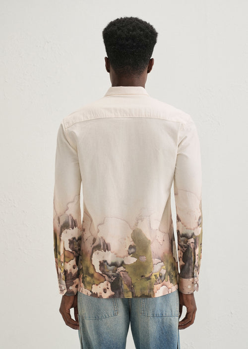 Beige Abstract Linear Printed Shirt