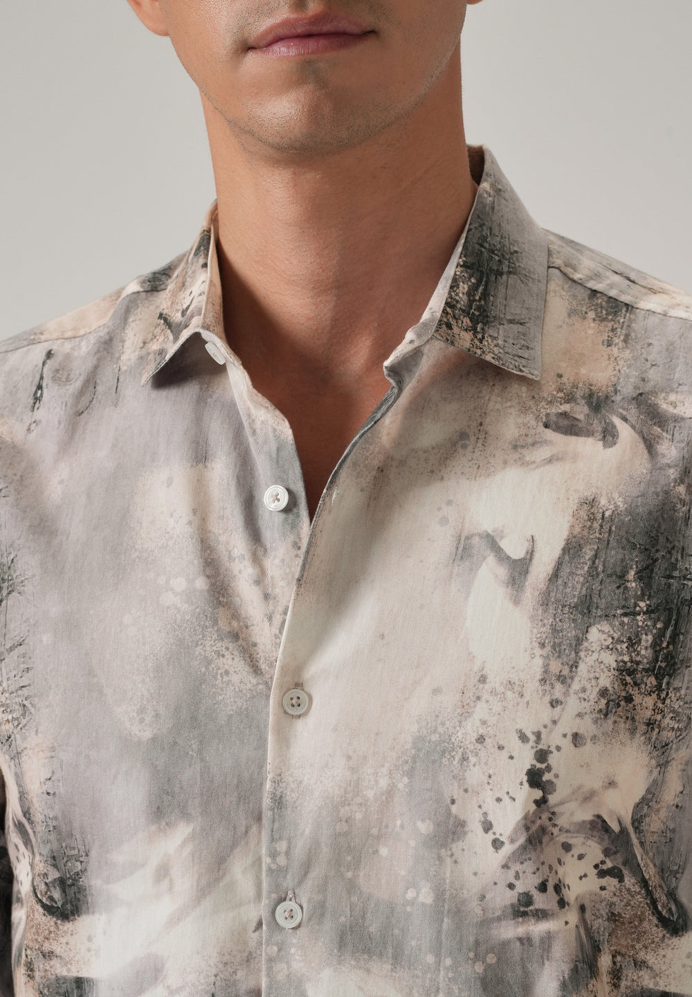 Beige Abstract Print Shirt
