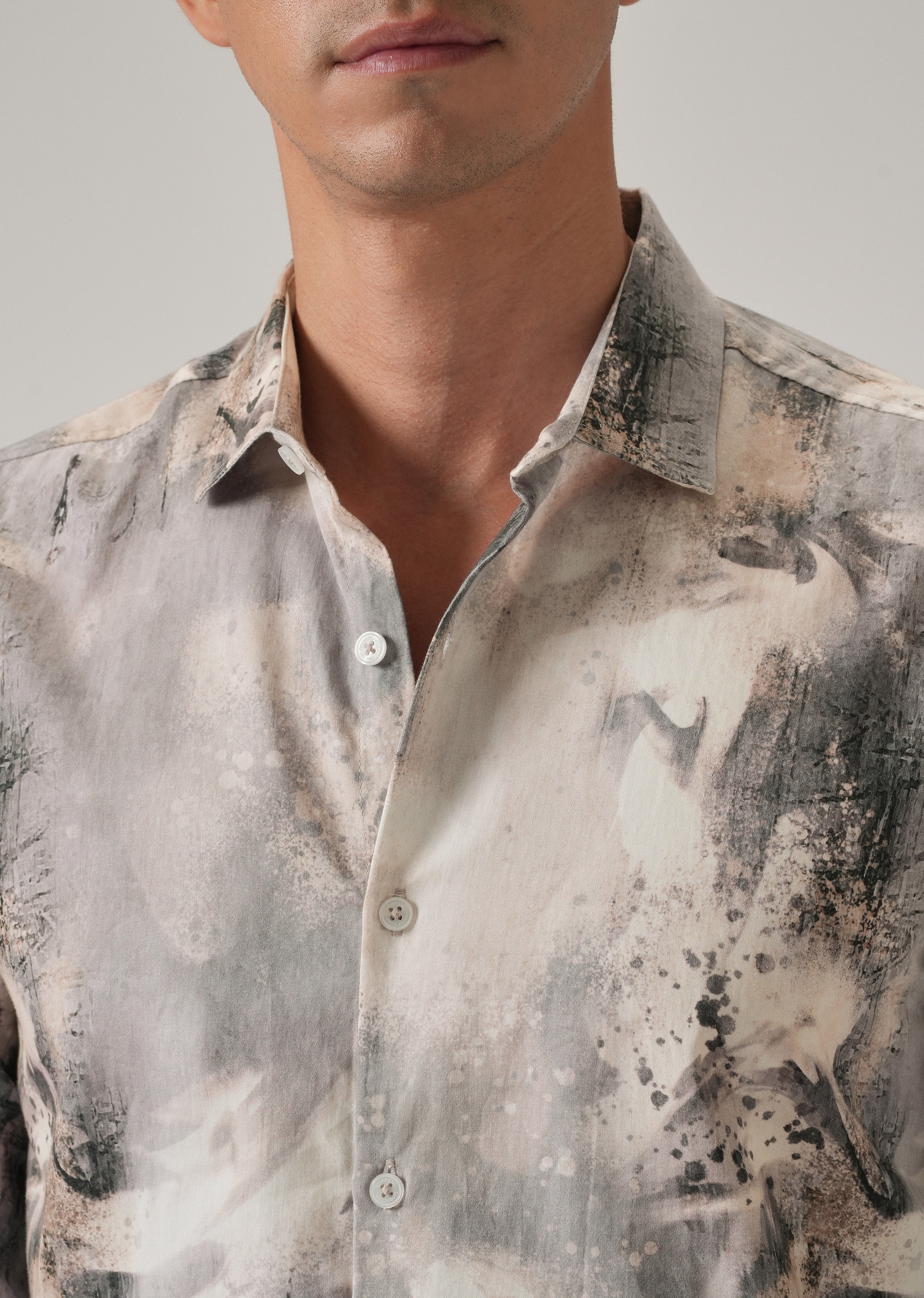 Beige Abstract Print Shirt